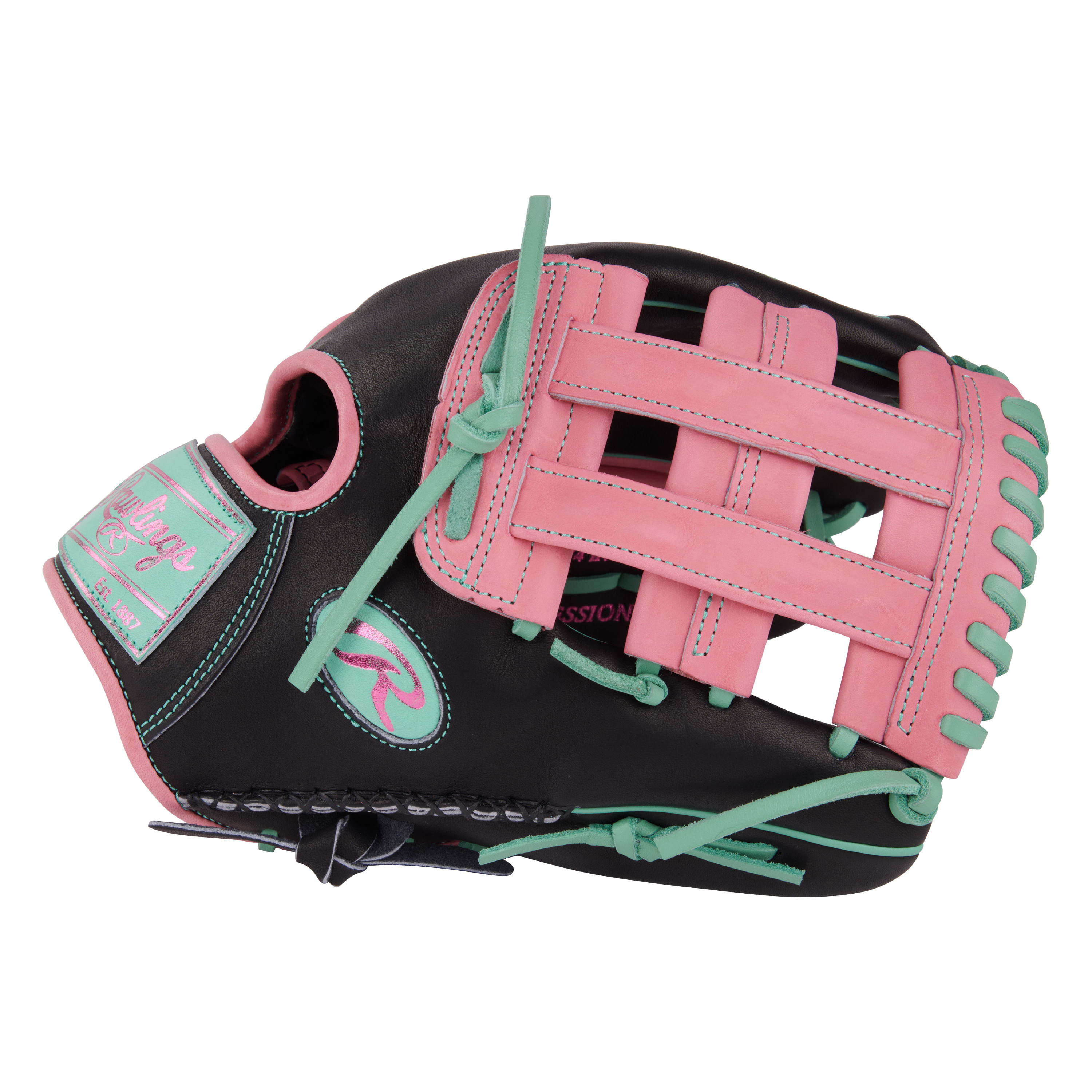 Rawlings-Heart-of-the-Hide-ColorSync-9.0-Infield-Glove-Black---Pink---Mint