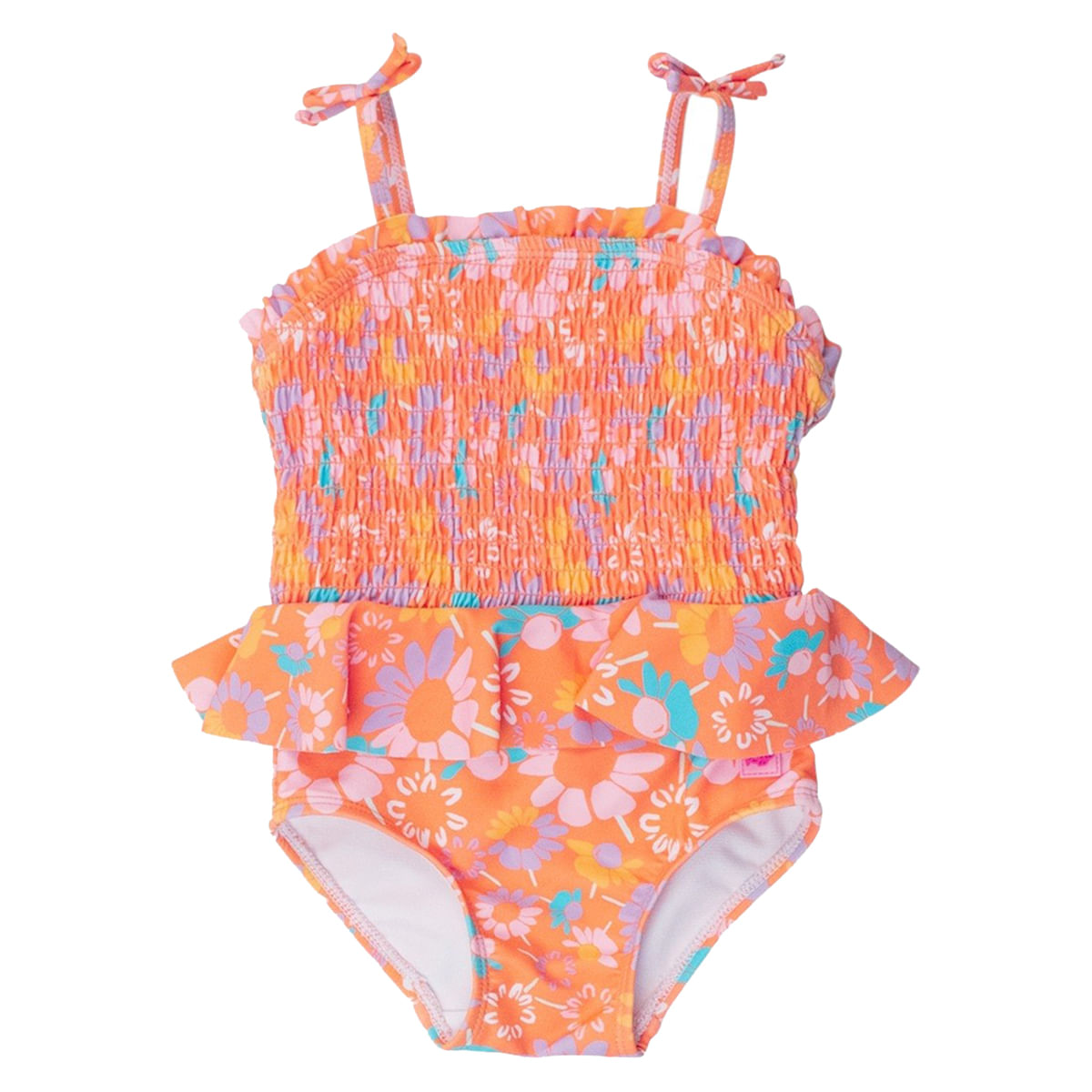 RuffleButts---RuggedButts-Peplum-Smocked-Bodice-One-Piece---Girls--Coral-Floral
