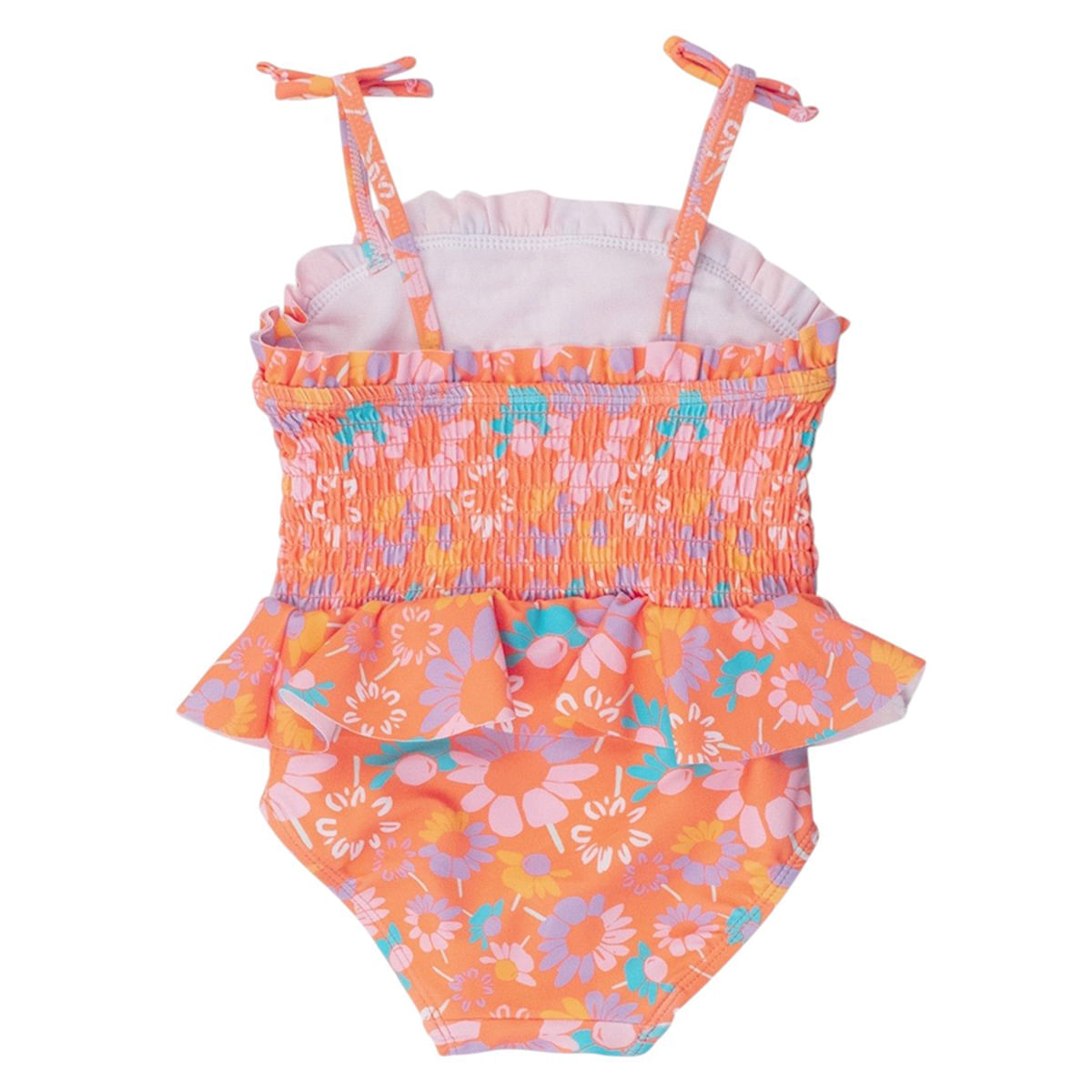 RuffleButts---RuggedButts-Peplum-Smocked-Bodice-One-Piece---Girls--Coral-Floral