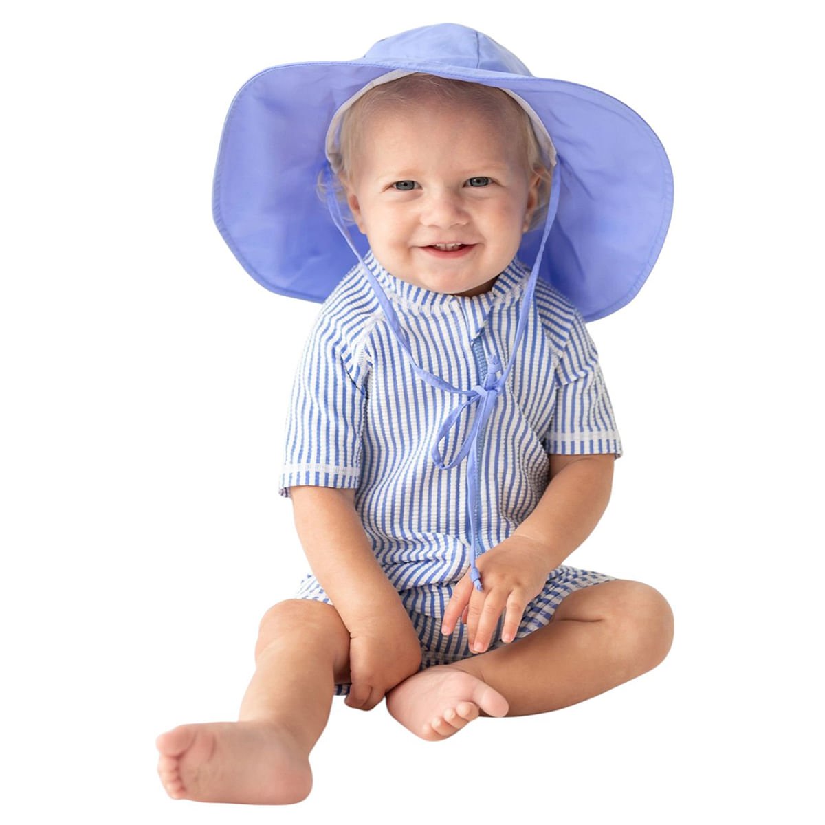 RuffleButts---RuggedButts-Short-Sleeve-One-Piece-Rash-Guard---Boys--Periwinkle-Blue-Seersucker