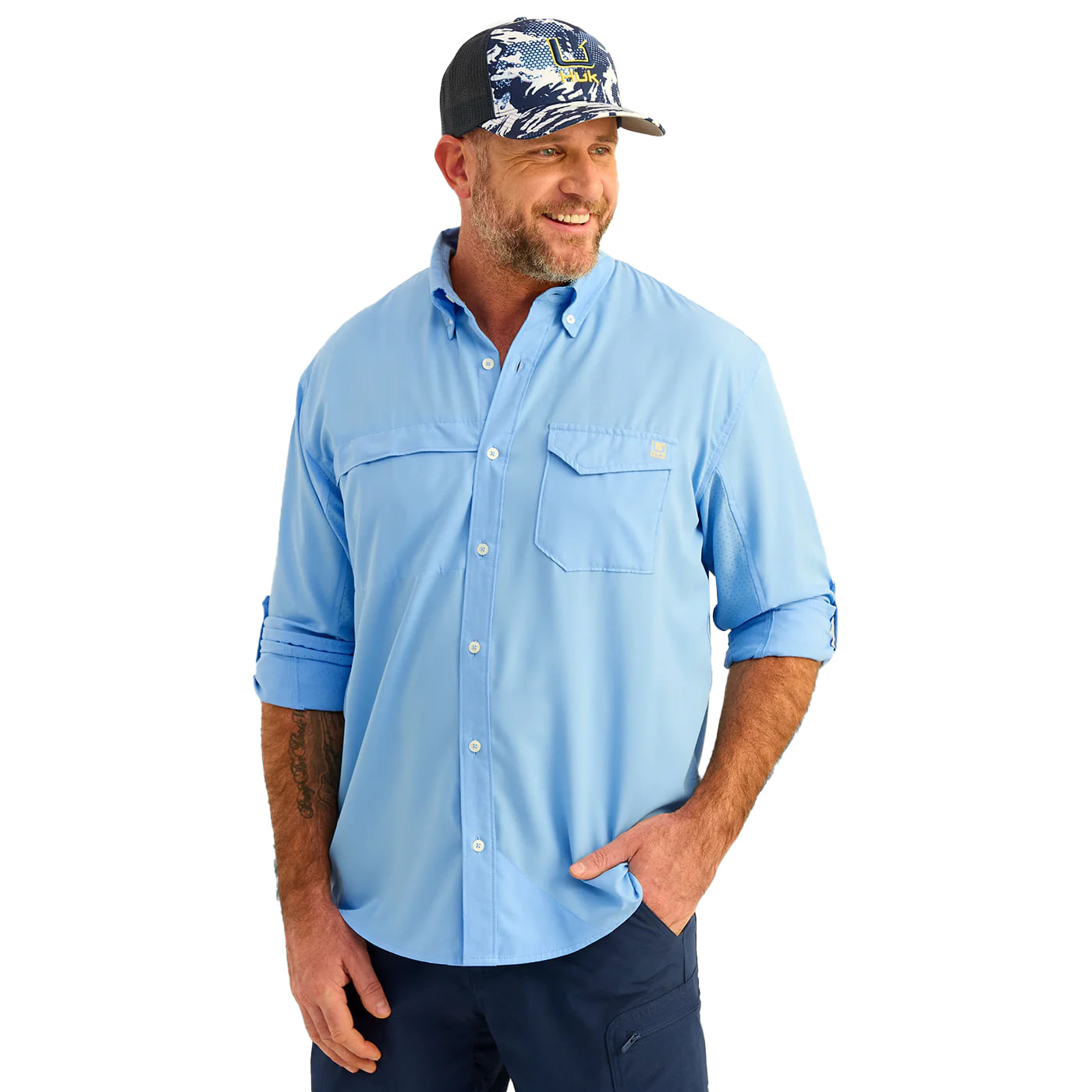 Huk-Tide-Point-Long-Sleeve-Shirt---Men-s-Marolina-Blue