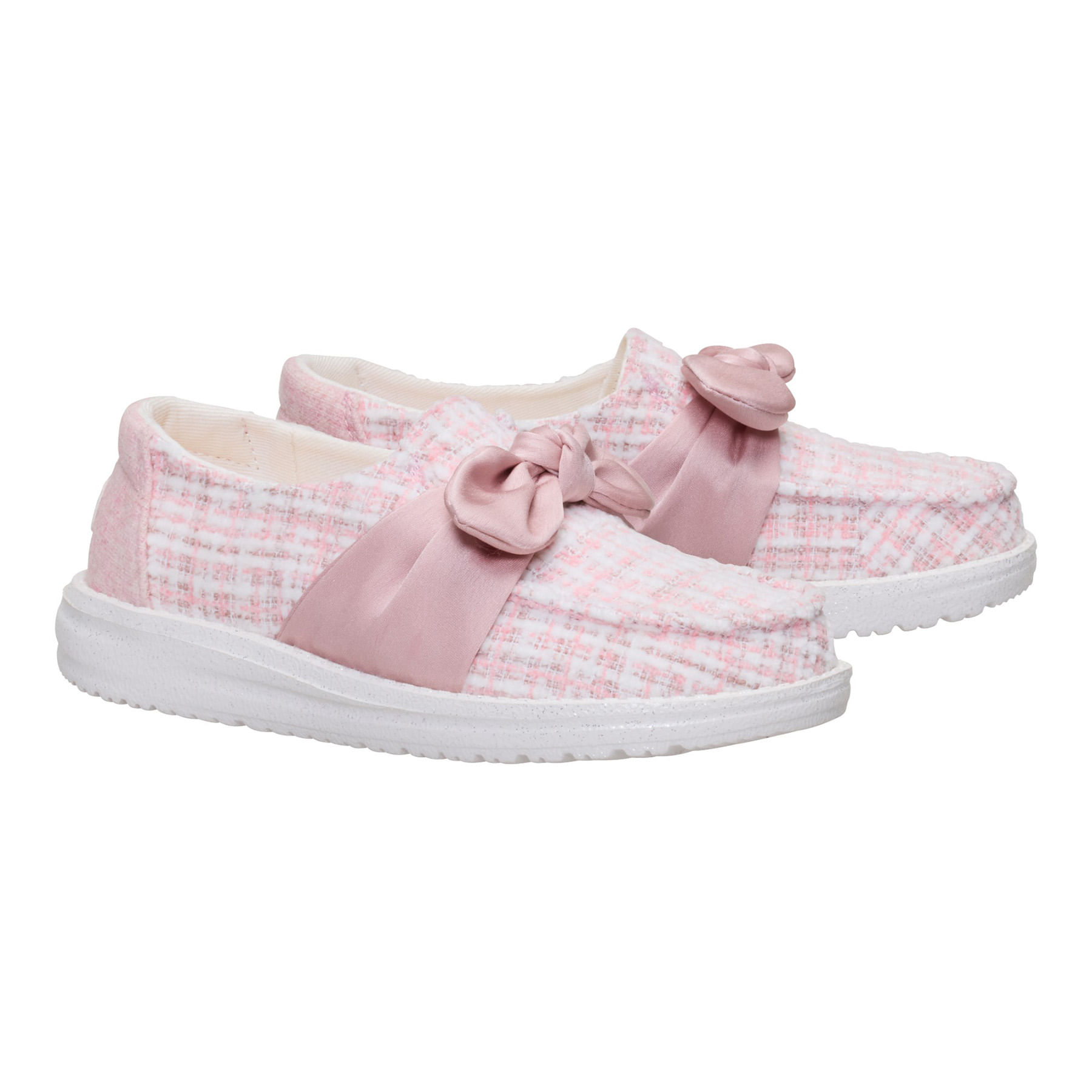 Hey-Dude-Wendy-Bow-Tweed-Shoe---Youth-Pale-Pink