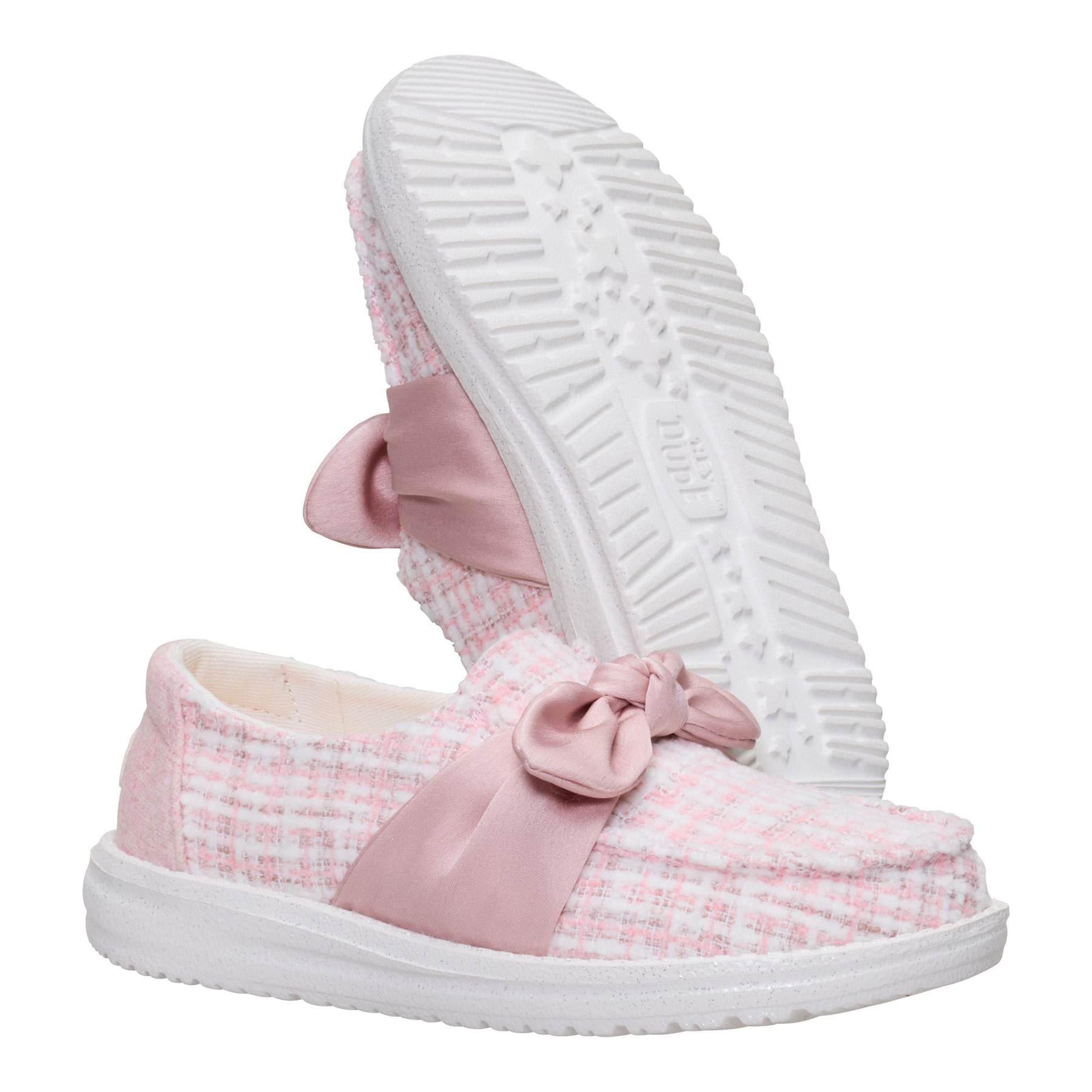 Hey-Dude-Wendy-Bow-Tweed-Shoe---Youth-Pale-Pink