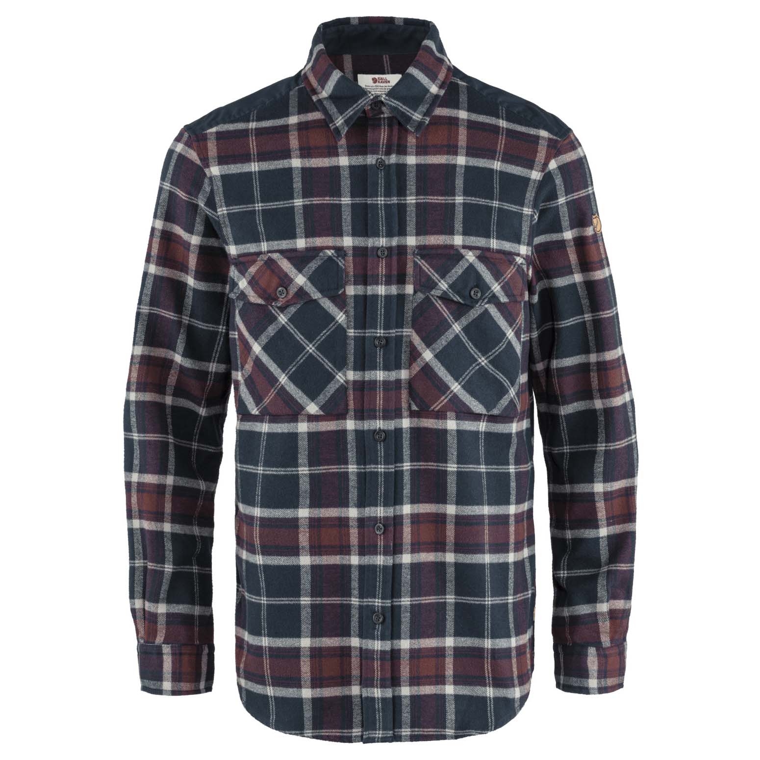 Fjallraven-Ovik-Twill-Long-Sleeve-Shirt---Women-s-Dark-Navy---Dark-Garnet