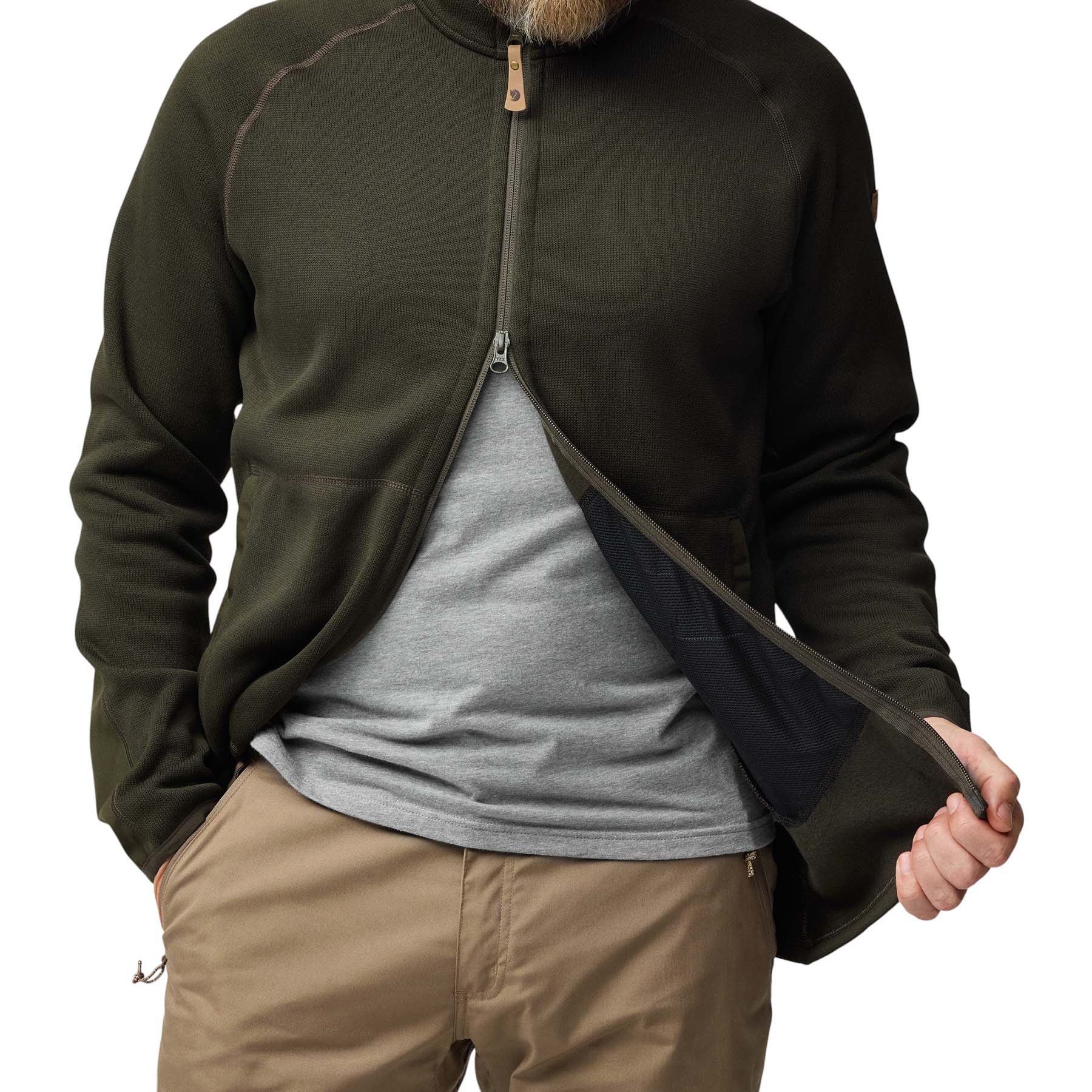 Fjallraven-Ovik-Fleece-Zip-Sweater---Men-s-Deep-Forest