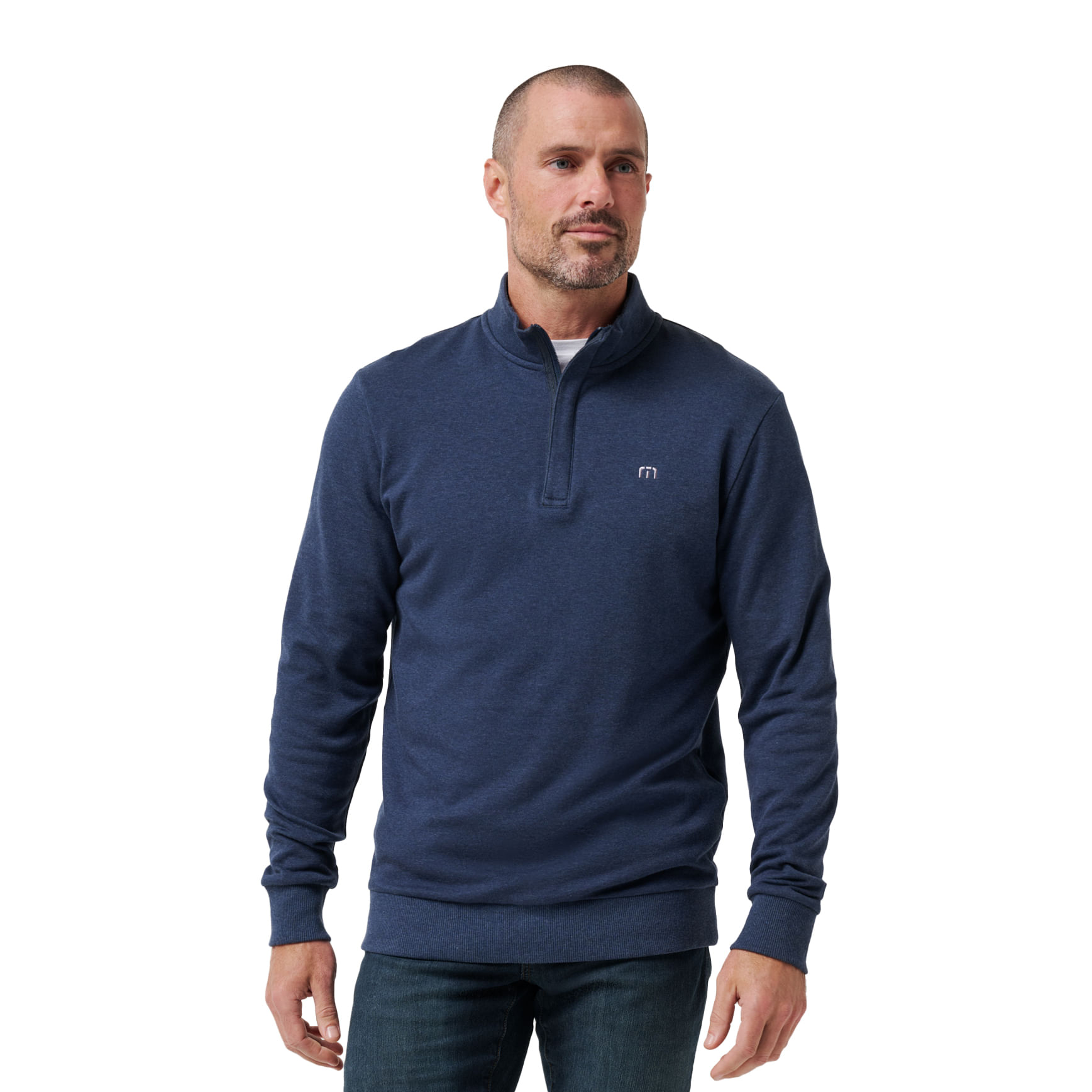 TravisMathew-Cloud-Quarter-Zip-2.0-Pullover---Men-s-Heather-Blue