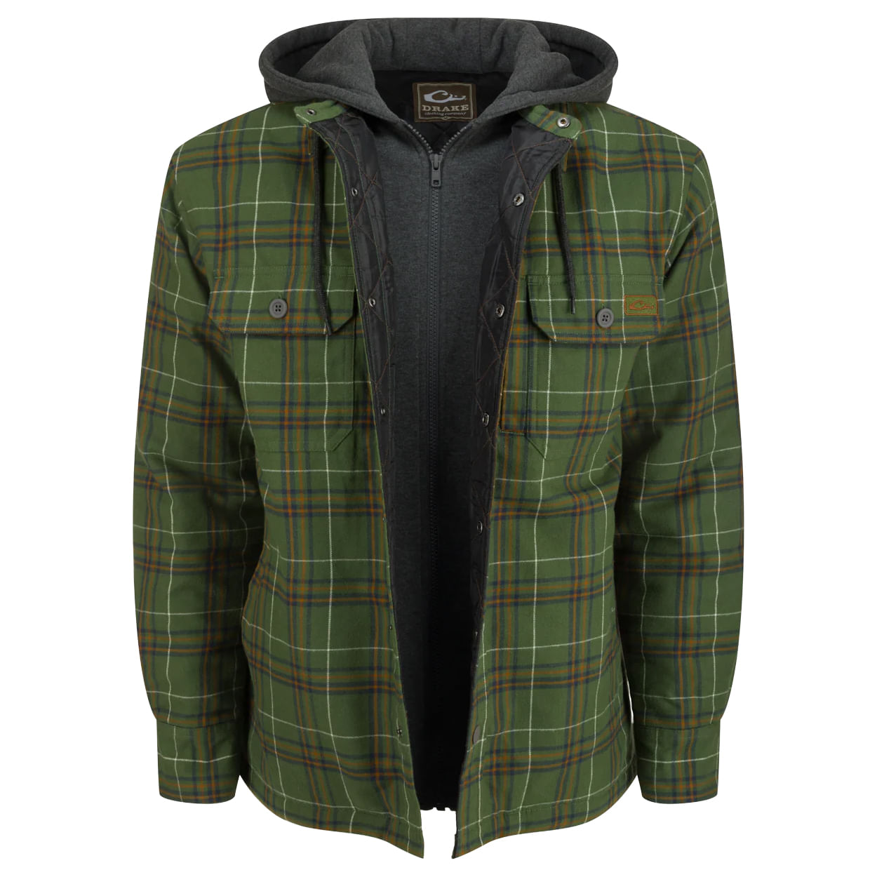 Drake-Waterfowl-The-Campfire-Flannel-Hoodie---Men-s-Kalamata-Olive