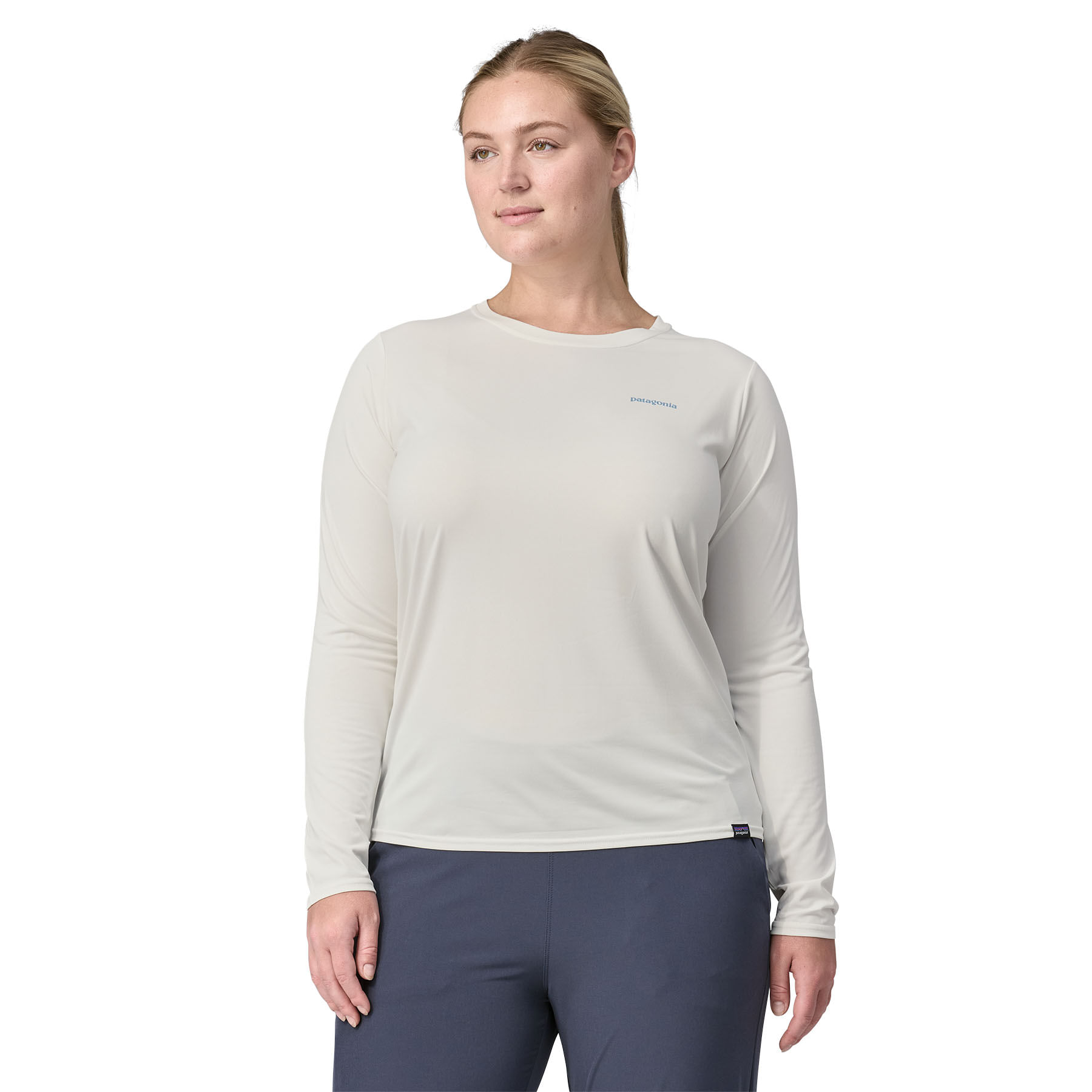 Patagonia-Long-Sleeved-Capilene-Cool-Daily-Graphic-Shirt---Women-s-Boardshort-Logo-Light-Plume-Grey---White