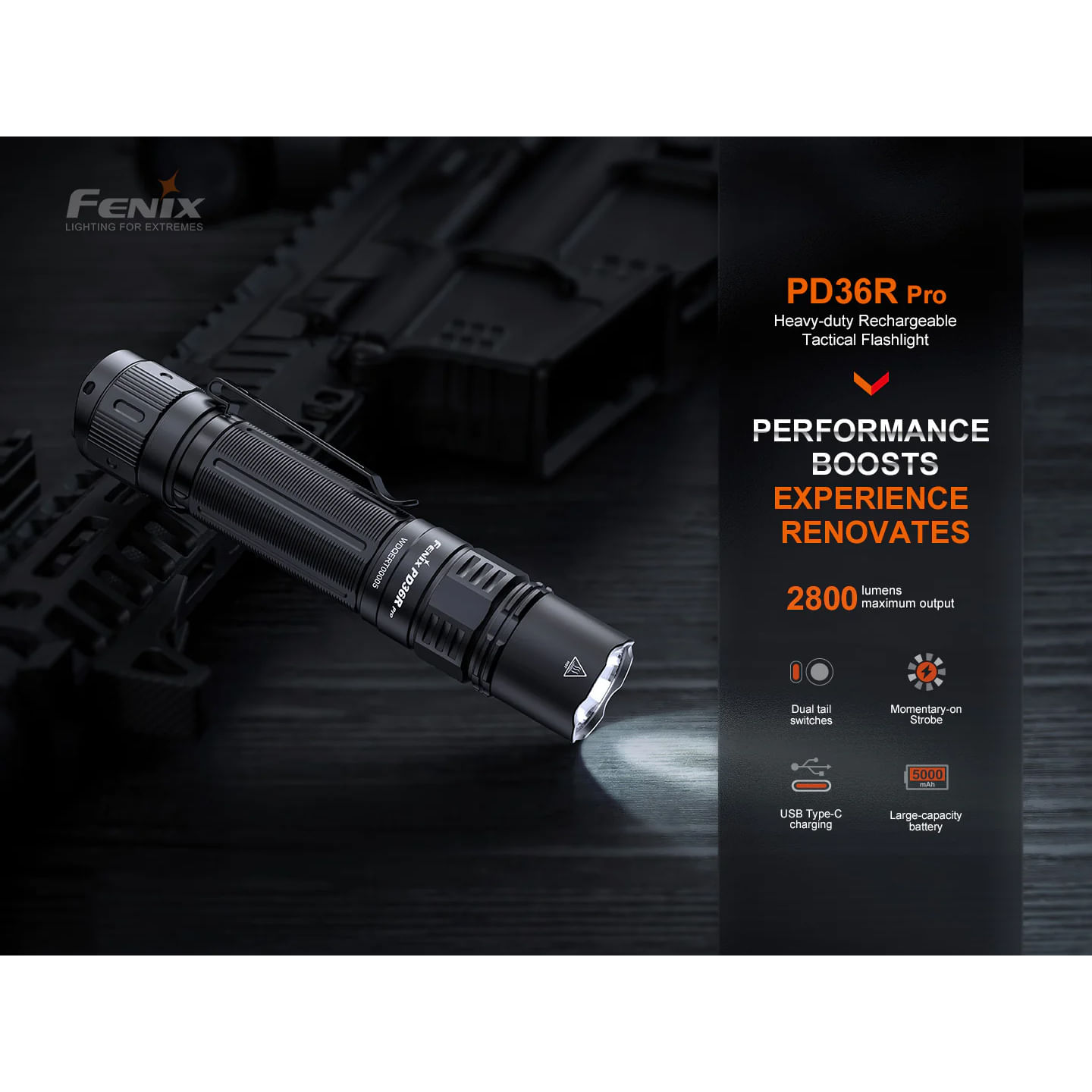 Fenix-PD36R-PRO-Rechargeable-Flashlight-Black