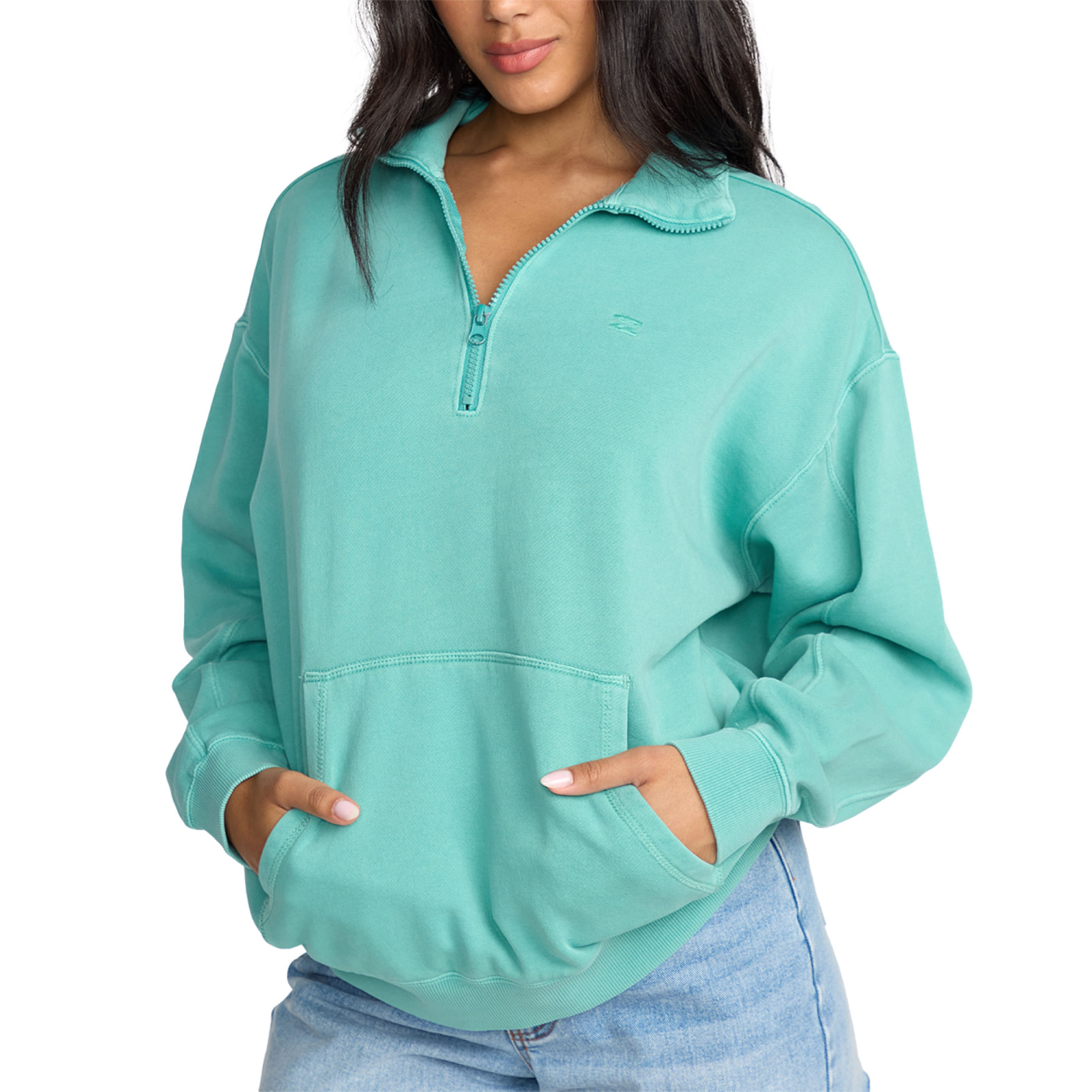 Billabong-Hula-Half-Zip-Fleece-Jacket---Women-s-Blue-Bird
