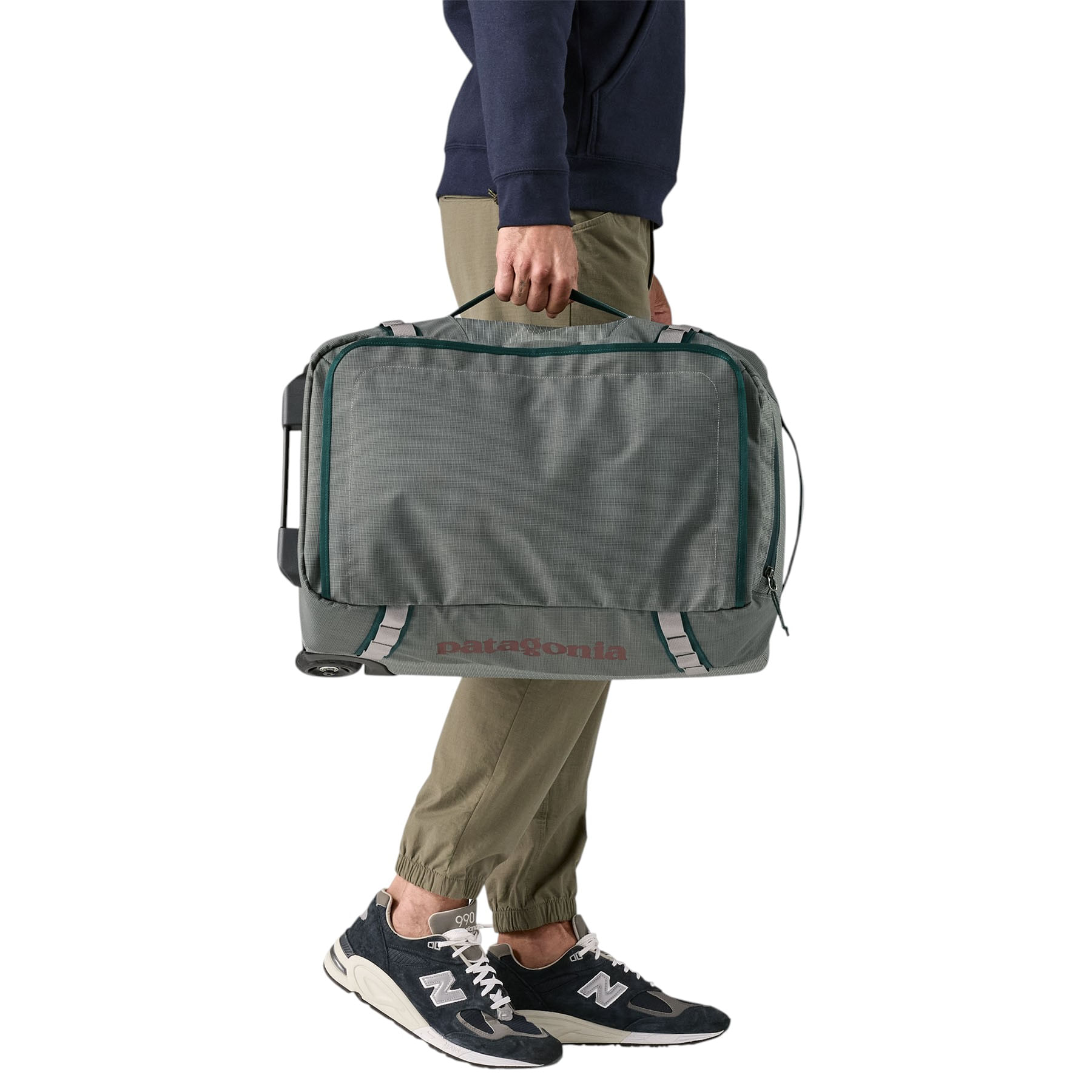 Patagonia Black Hole Wheeled Duffel 40L, Smolder Blue/Amanita Red