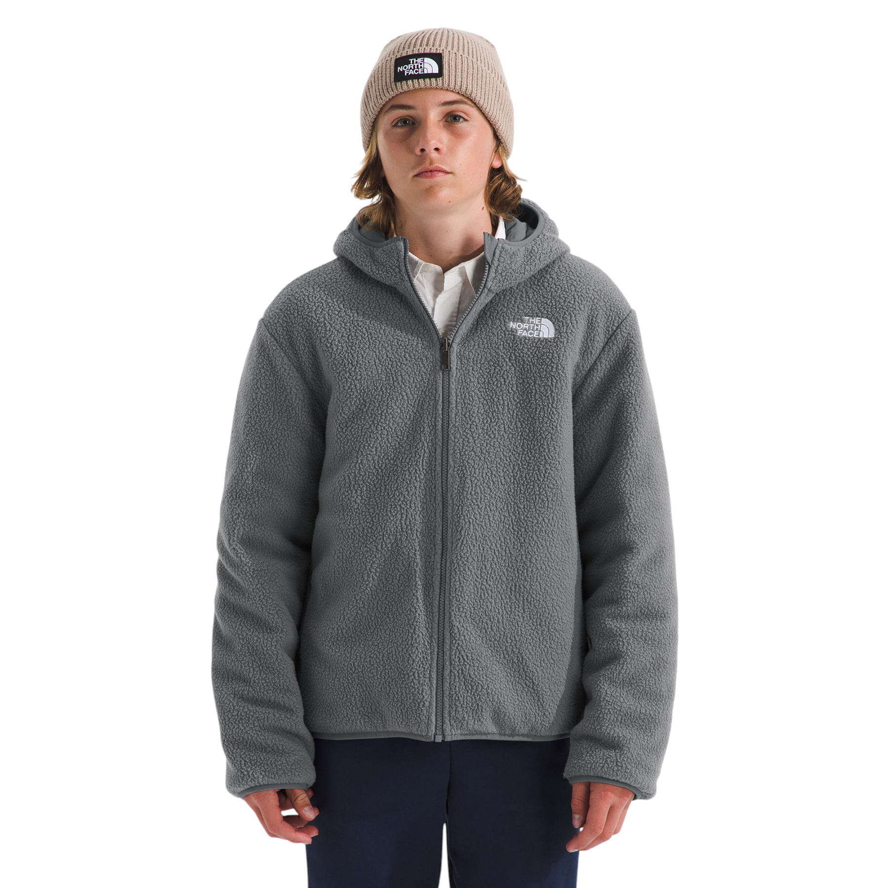 The-North-Face-Reversible-Shasta-Full-Zip-Hooded-Jacket---Boys--Smoked-Pearl