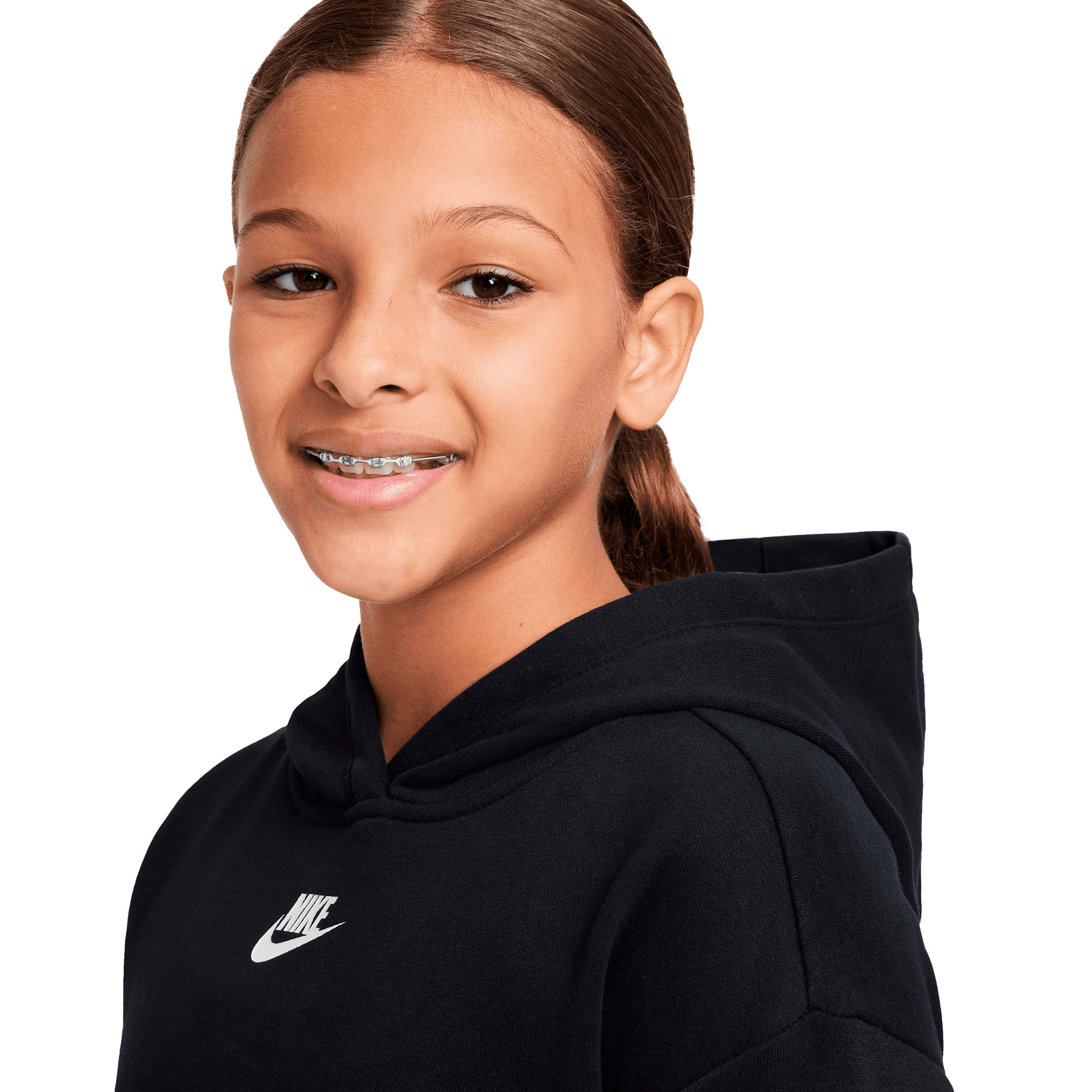 Nike-Sportswear-Club-Fleece-Sweatshirt---Girls--Black---White