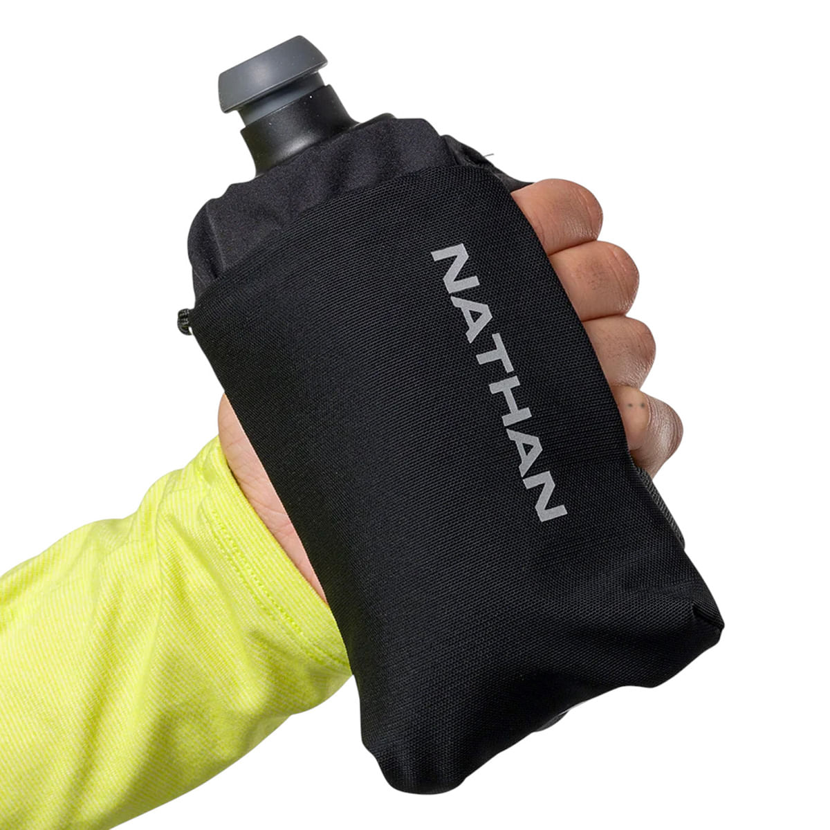 Nathan-SpeedDraw-2-Flask---12oz-Black---Reflective-Silver