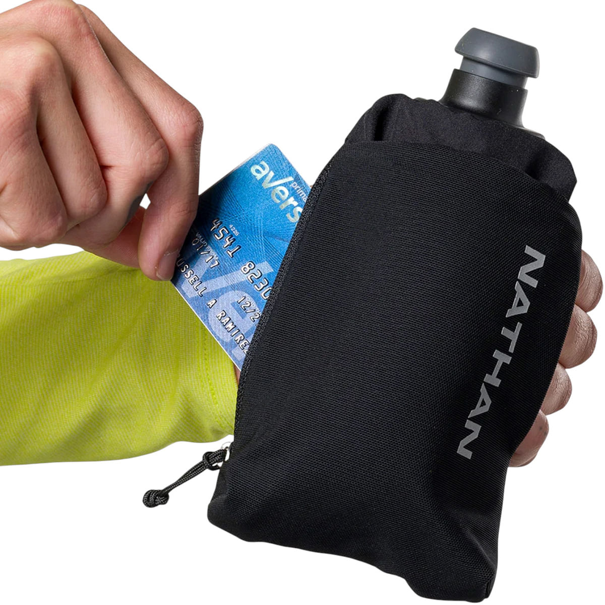 Nathan-SpeedDraw-2-Flask---12oz-Black---Reflective-Silver