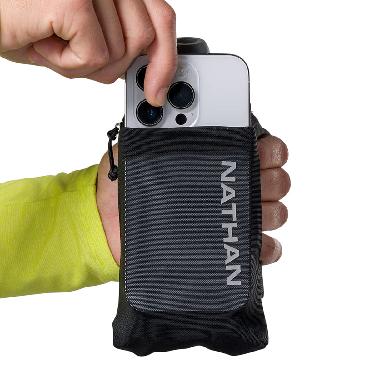 Nathan-SpeedDraw-2-Flask---12oz-Black---Reflective-Silver