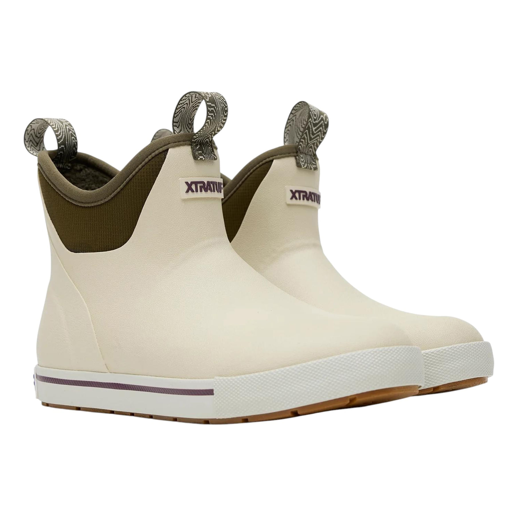 XTRATUF-Camp-Fleece-Lined-6-in-Ankle-Deck-Boot---Women-s-Bone-White---Dark-Olive