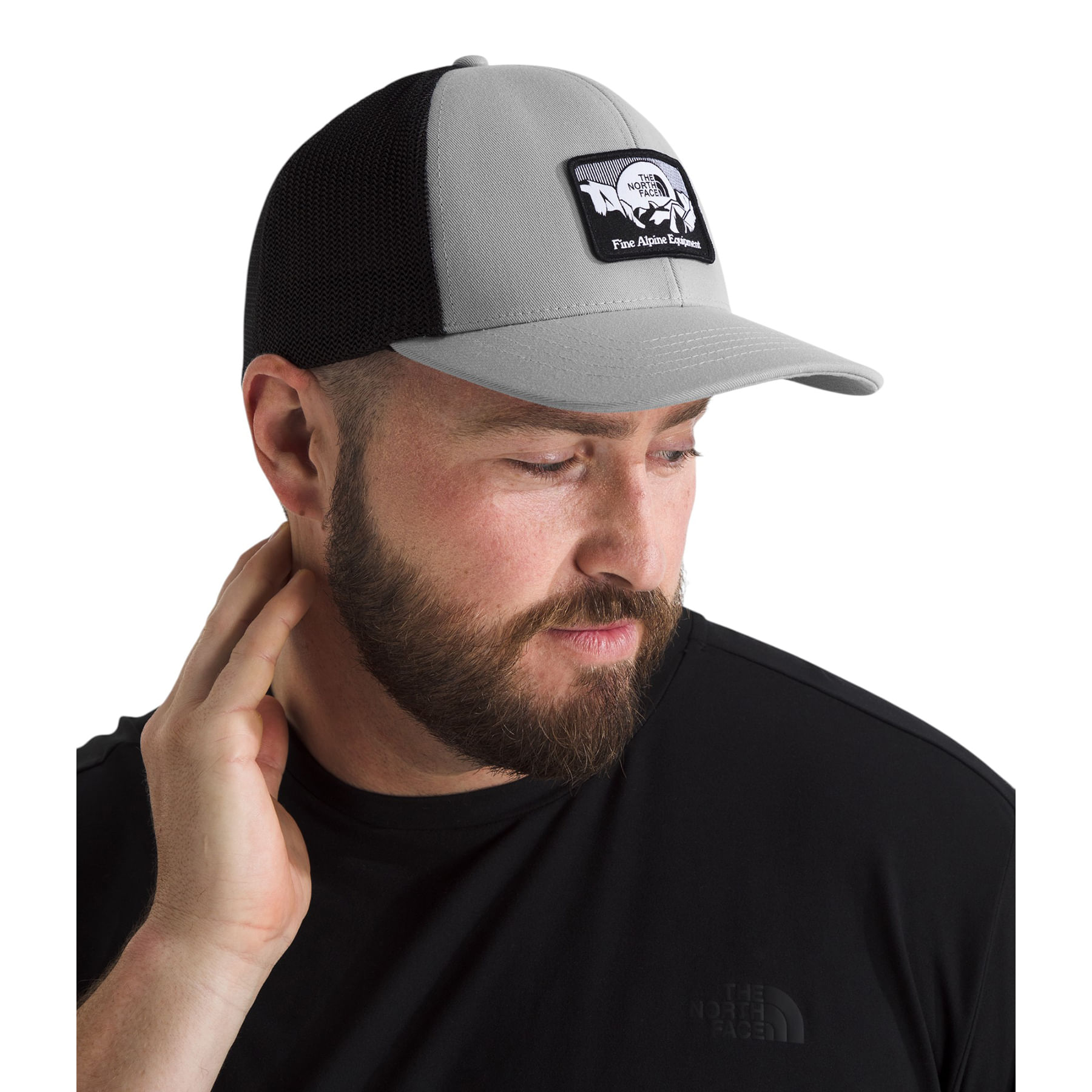 The-North-Face-Fitted-Treckee-Trucker---Men-s-TNF-Medium-Grey-Heather---Mountainscape-Patch