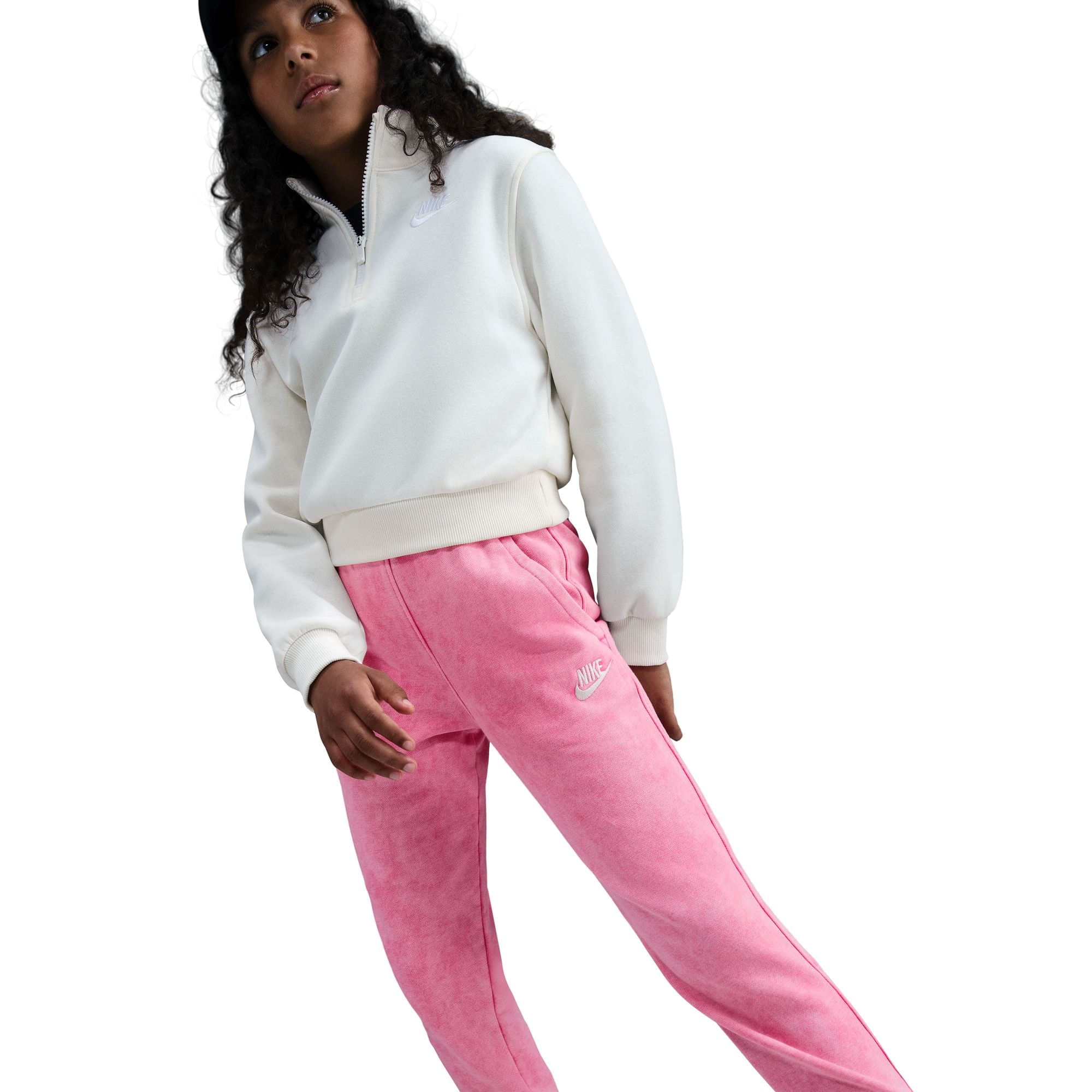 Nike-NSW-Wash-Club-Fleece-Jogger---Youth-Pinksicle---White