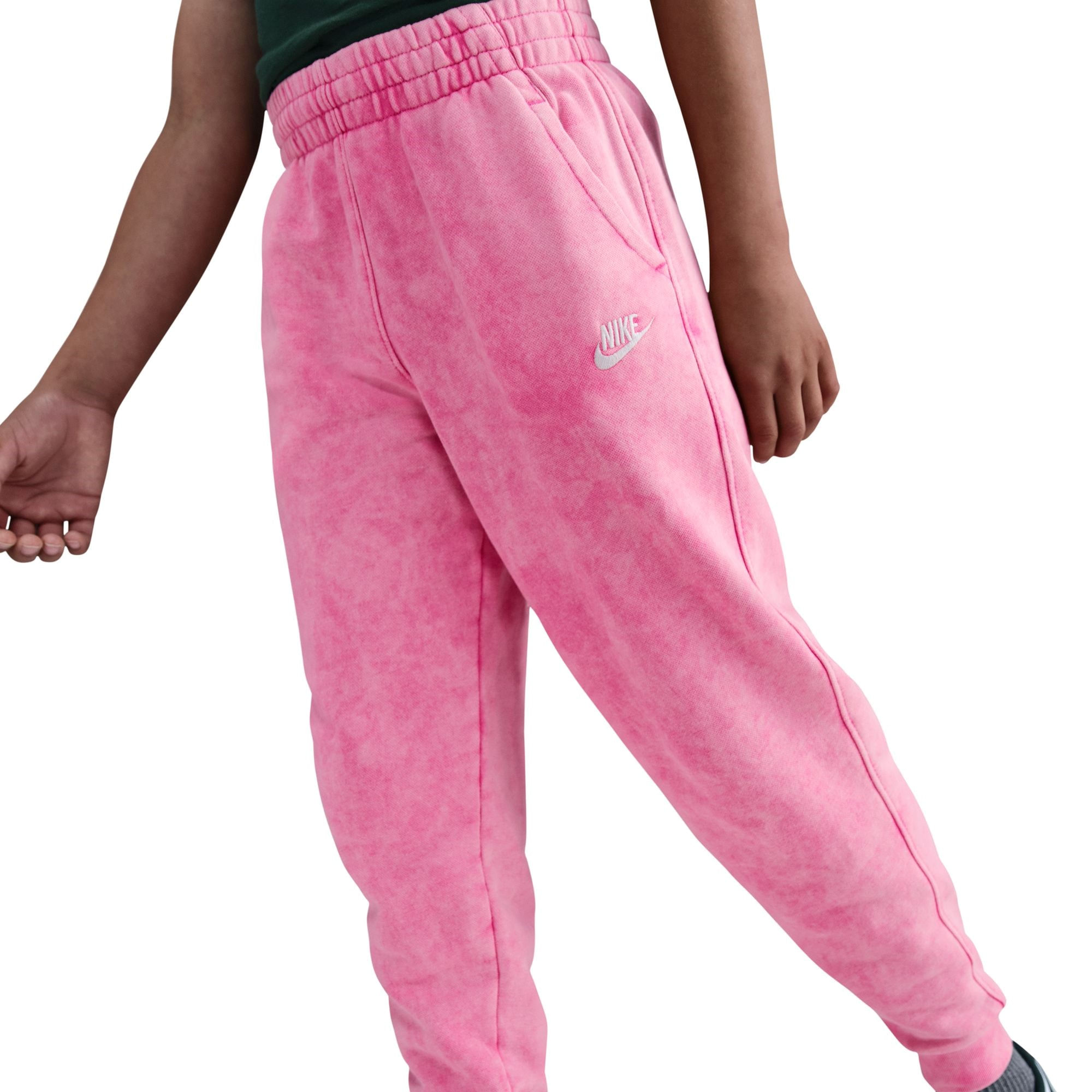 Nike-NSW-Wash-Club-Fleece-Jogger---Youth-Pinksicle---White