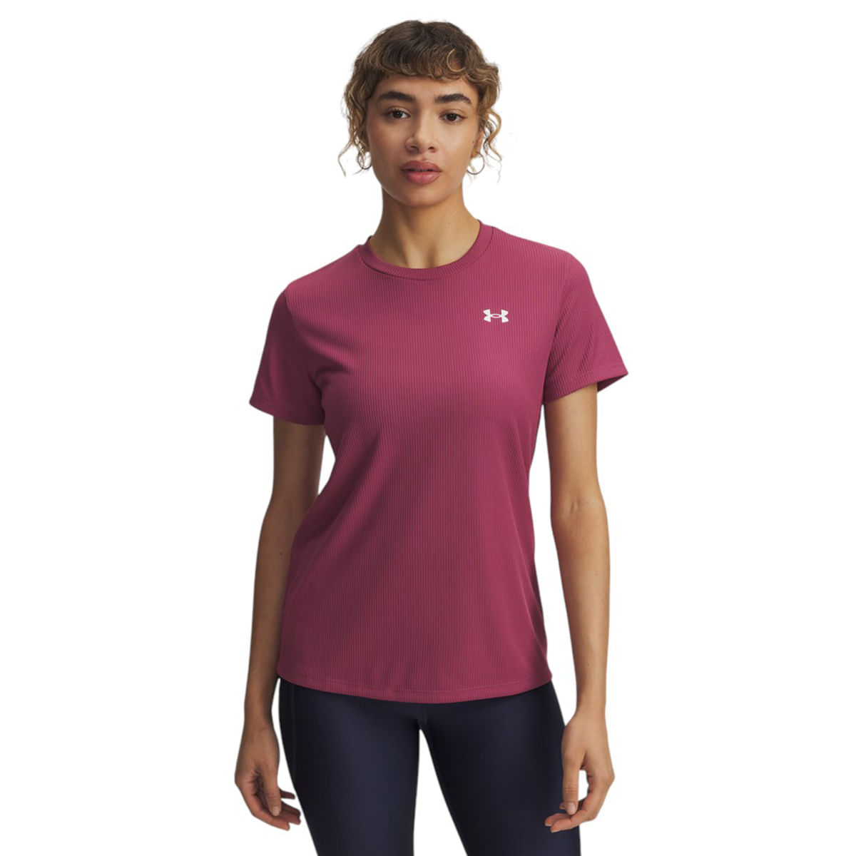 Under-Armour-UA-Tech-Rib-Short-Sleeve-Tee---Women-s-Fuchsia-Dusk---White