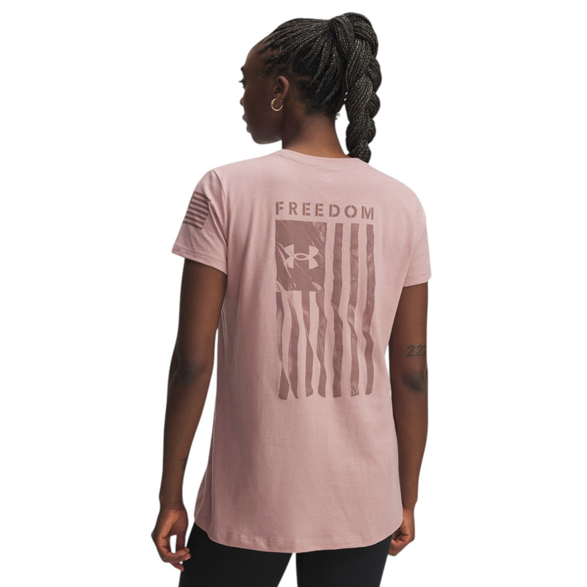Under-Armour-Freedom-Flag-Tee-Shirt---Women-s-Tourmaline-Pink---Maroon-Mist