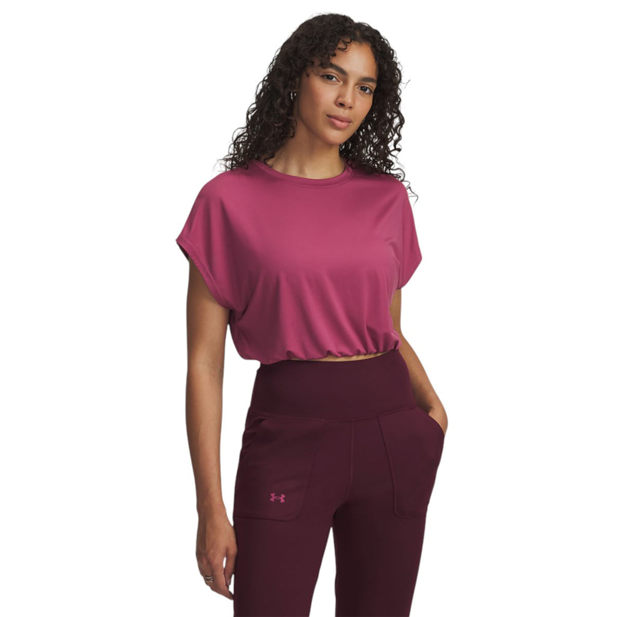 Under-Armour-Motion-Bubble-Hem-Short-Sleeve-Shirt---Women-s-Fuchsia-Dusk---Dark-Maroon