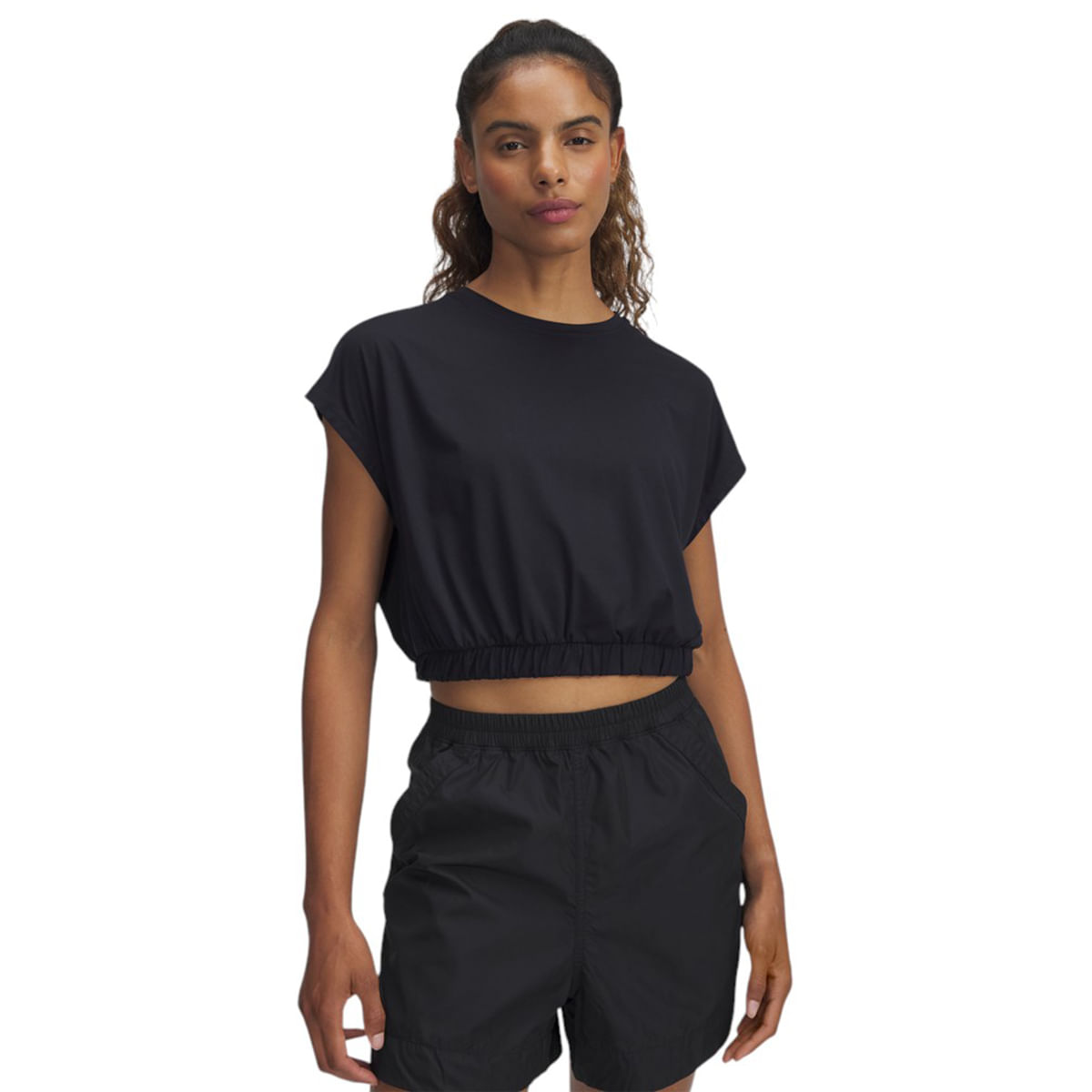 Under-Armour-Motion-Bubble-Hem-Short-Sleeve-Shirt---Women-s-Black---Jet-Gray