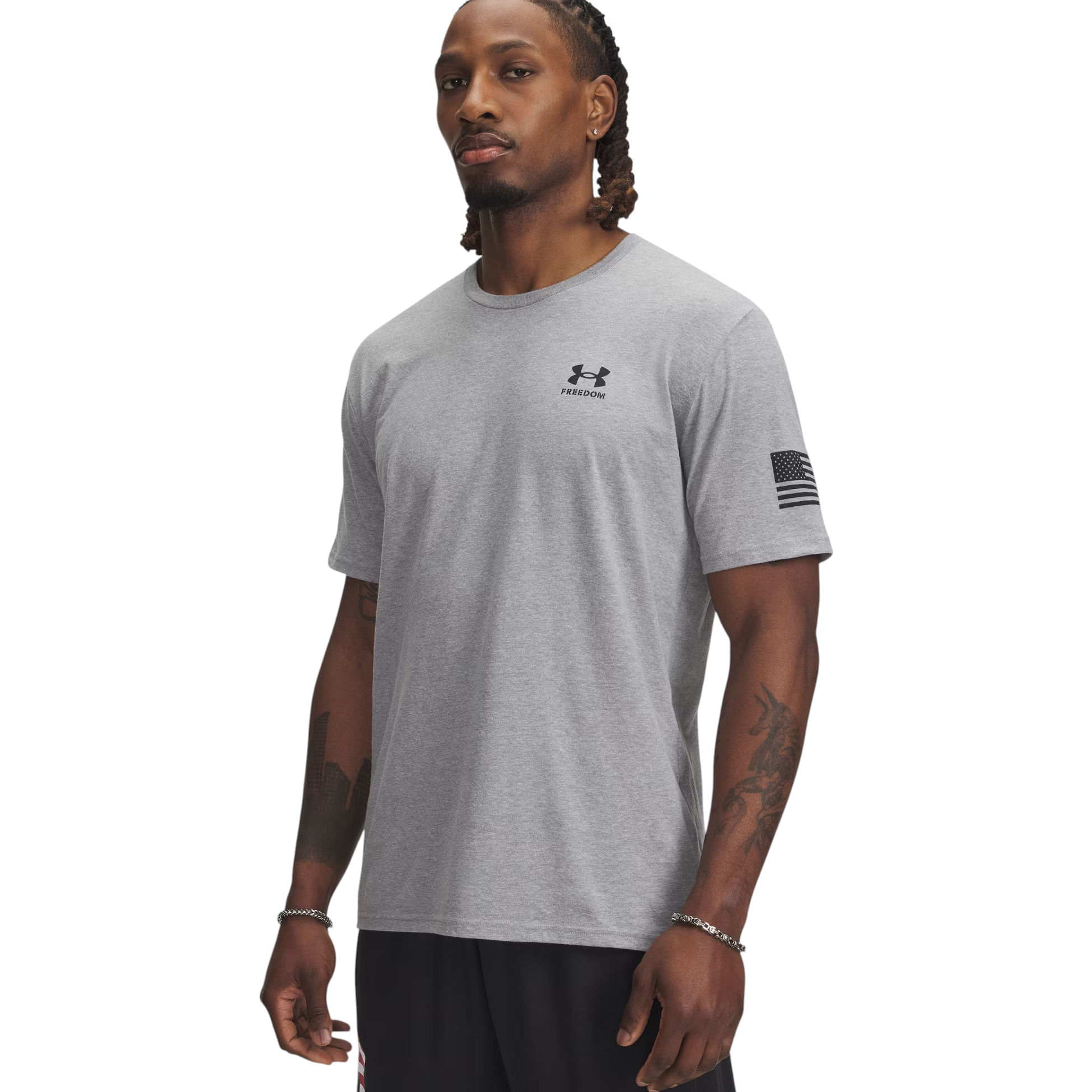 Under-Armour-Freedom-Flag-T-Shirt---Men-s-Steel-Light-Heather---Black