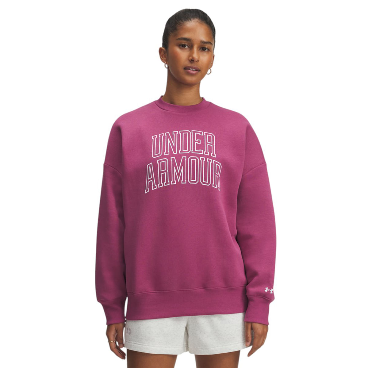 Under-Armour-Rival-Fleece-OS-Varsity-Crew---Women-s-Fuchsia-Dusk---White