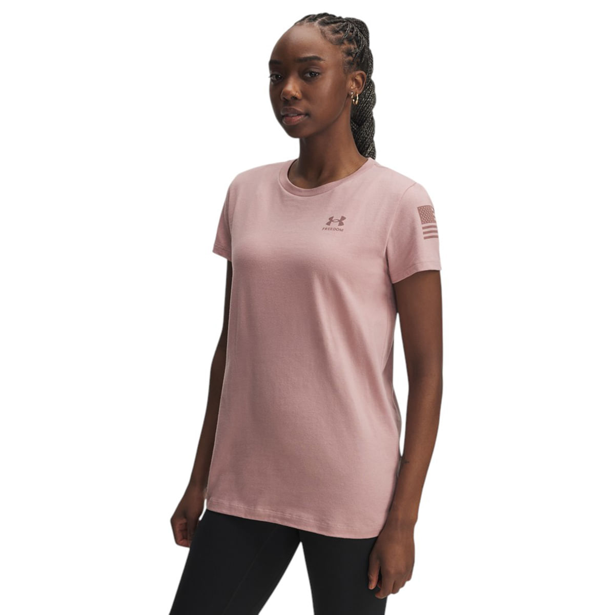 Under-Armour-Freedom-Flag-Tee-Shirt---Women-s-Tourmaline-Pink---Maroon-Mist