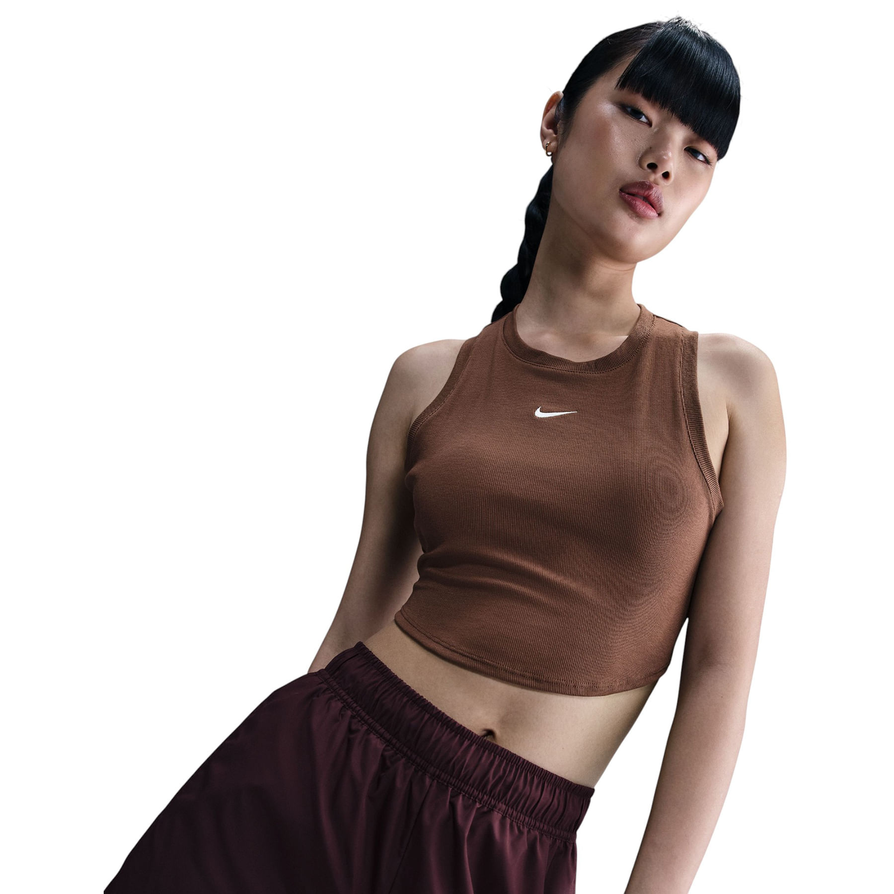 Nike-Sportswear-Chill-Knit-Tight-Cropped-Mini-Rib-Tank-Top---Women-s-Fauna-Brown---Sail