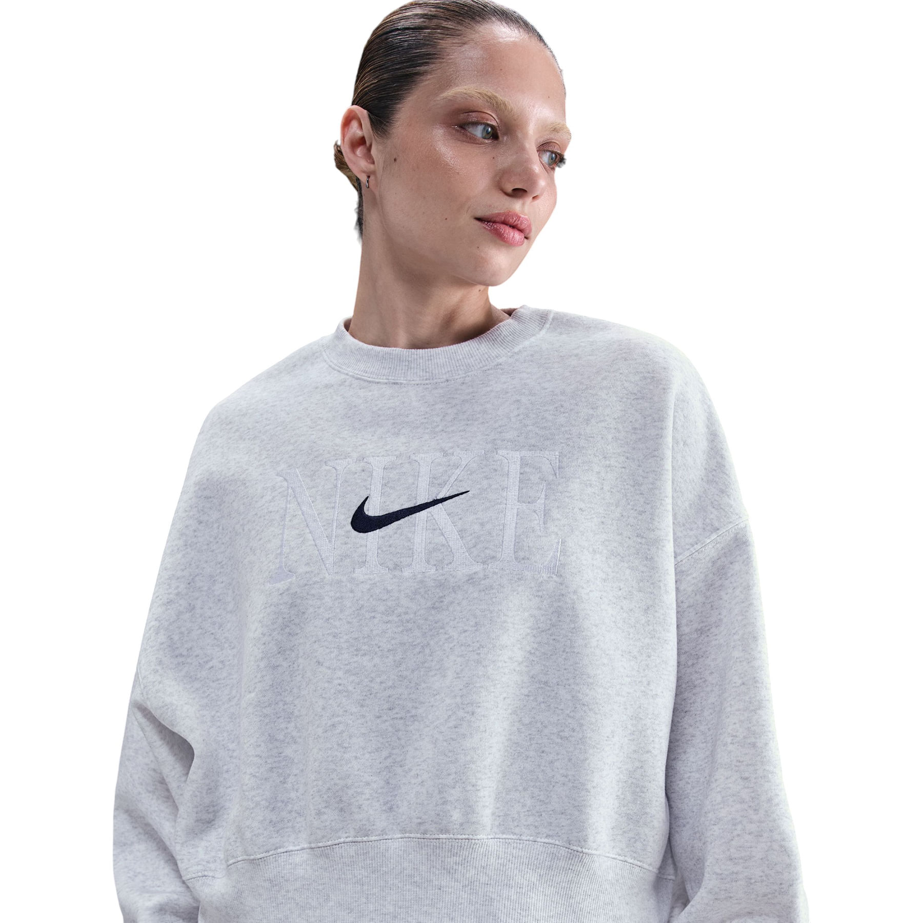 Nike-NSW-Phoenix-Fleece-Elevate-Crew----Women-s-Birch-Heather---Midnight-Navy