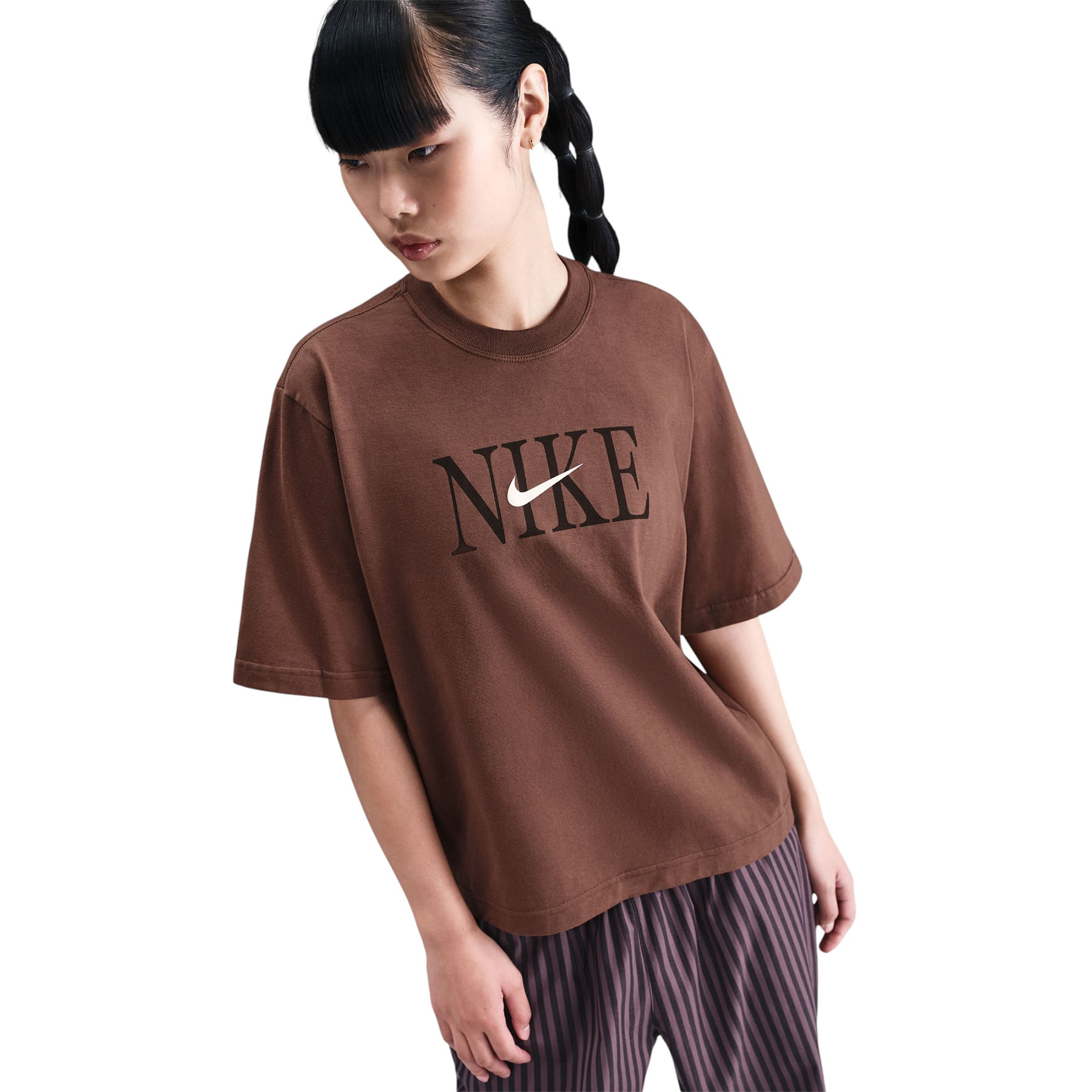 Nike-NSW-Essential-Short-Sleeve-Elevate-Boxy-Tee---Women-s-Fauna-Brown---Pale-Ivory