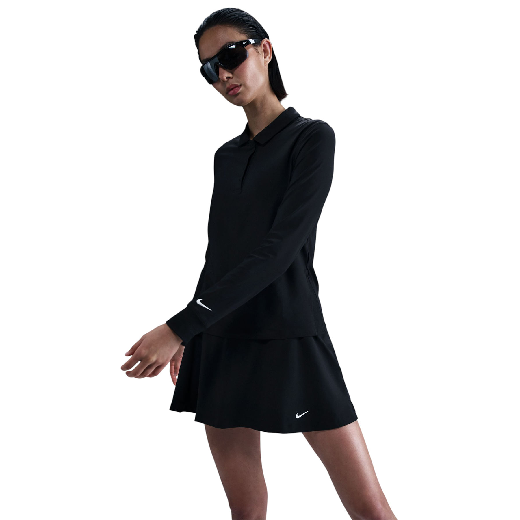 Nike Dri-FIT Victory Long-Sleeve Polo - Women's - Black, White L – image 6 of 6