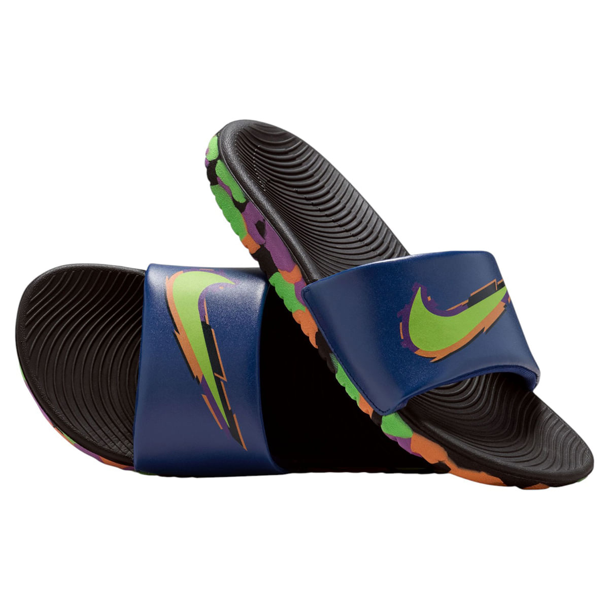 Nike-Kawa-SE-Athletic-Slide---Kids--Black---Green-Strike---Blue-Void---Marakesh