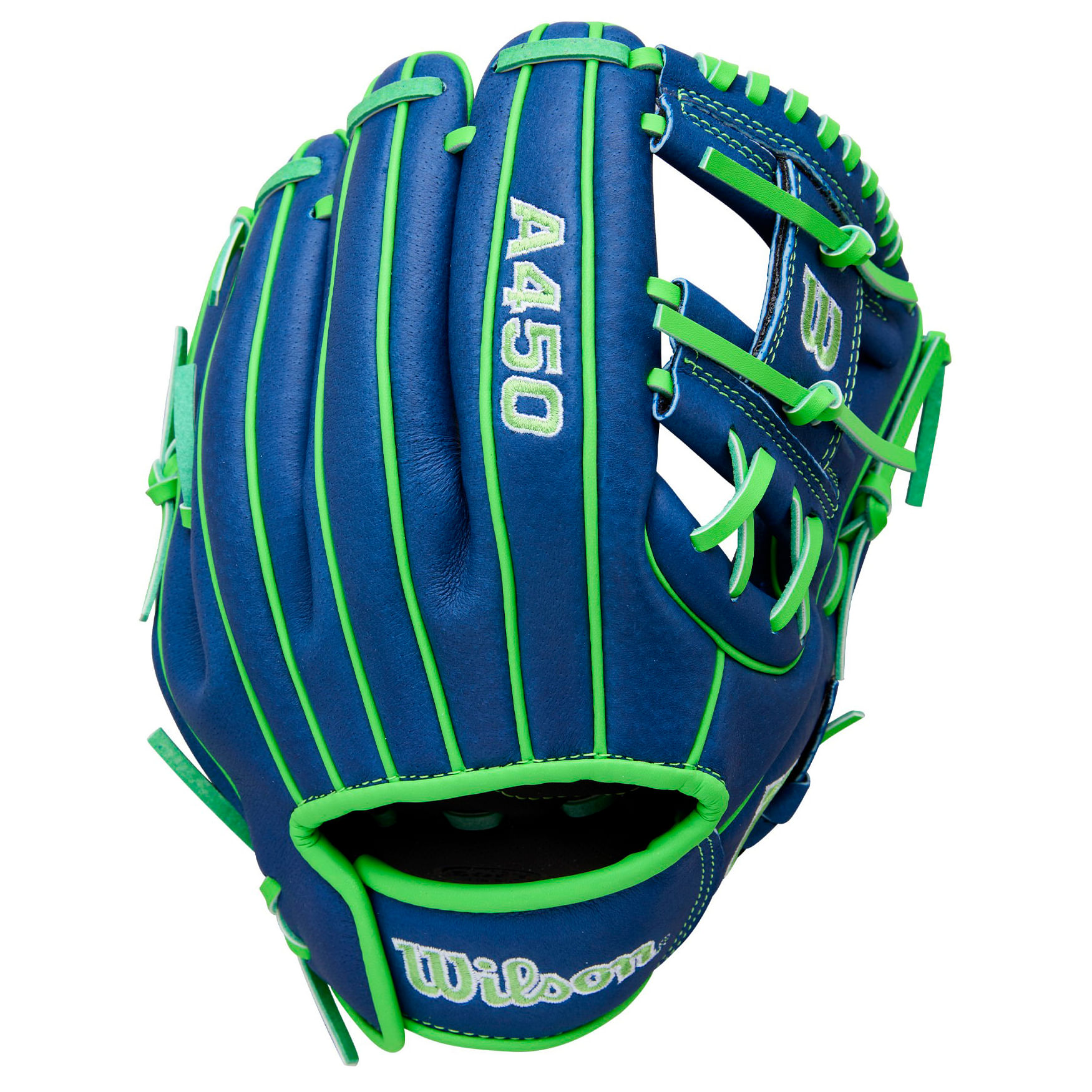 Wilson-A450-10.75--Infield-Baseball-Glove-Youth---2022-Royal-Blue---Neon-Green---White