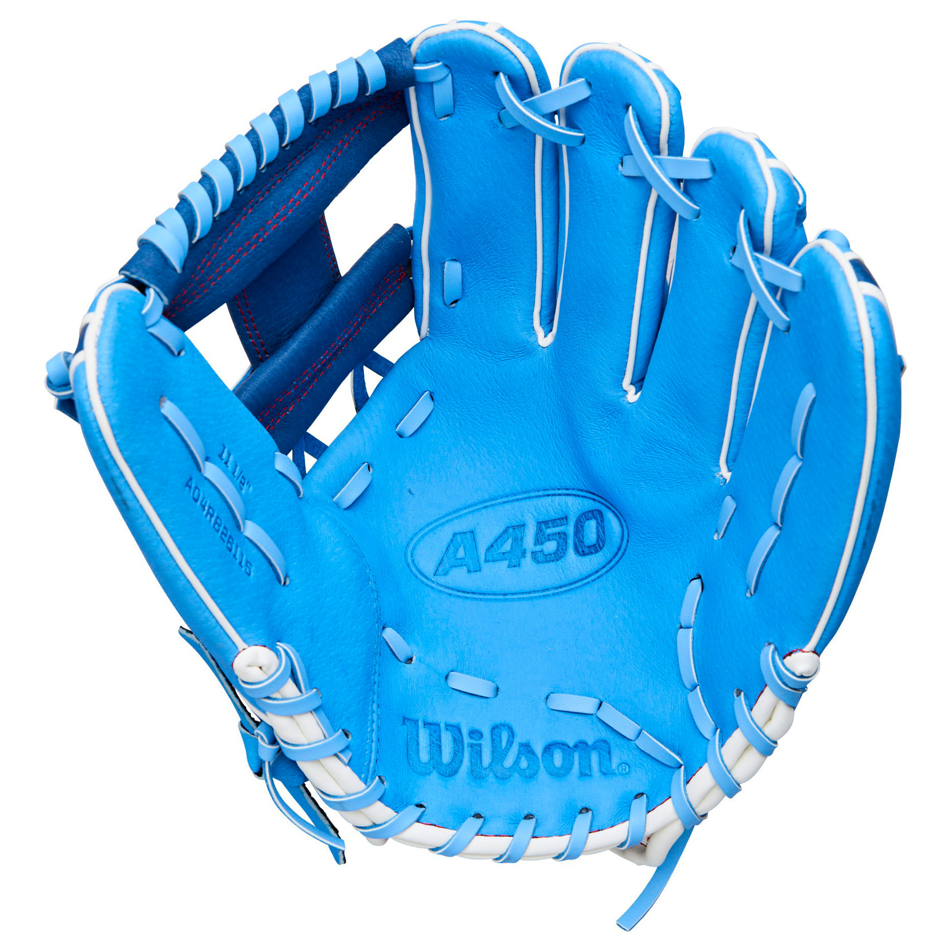 Wilson-A450-11--Infield-Baseball-Glove-Youth---2022-Cool-Blue---Roiyal-Blue---White---Red