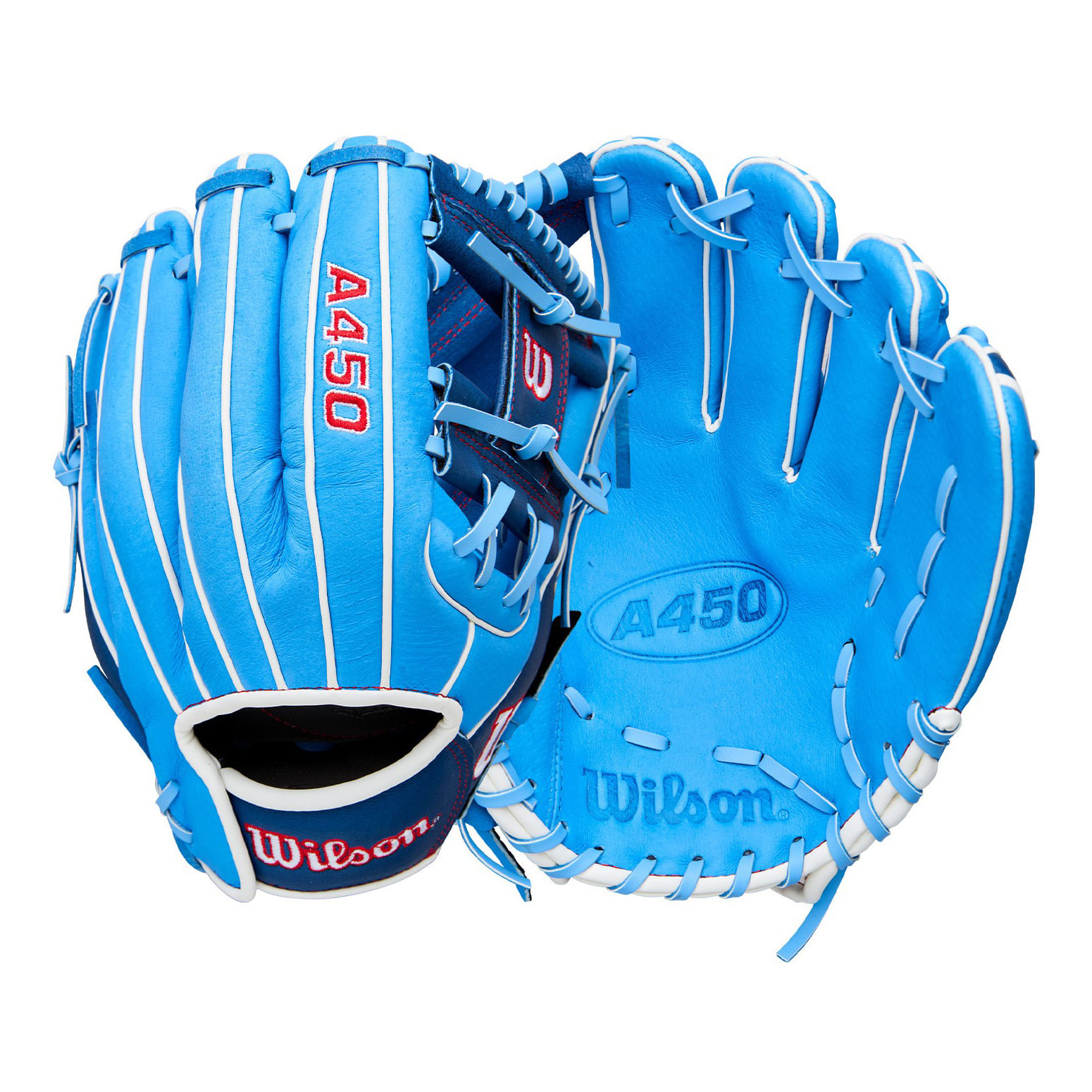 Wilson-A450-11--Infield-Baseball-Glove-Youth---2022-Cool-Blue---Roiyal-Blue---White---Red