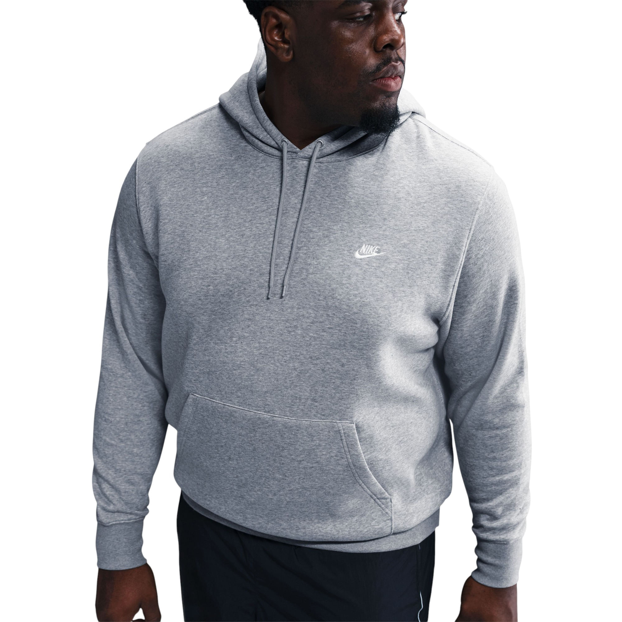 Nike-Club-Pullover-Fleece-Hoodie---Men-s--Dark-Grey-Heather---Light-Smoke-Grey---White