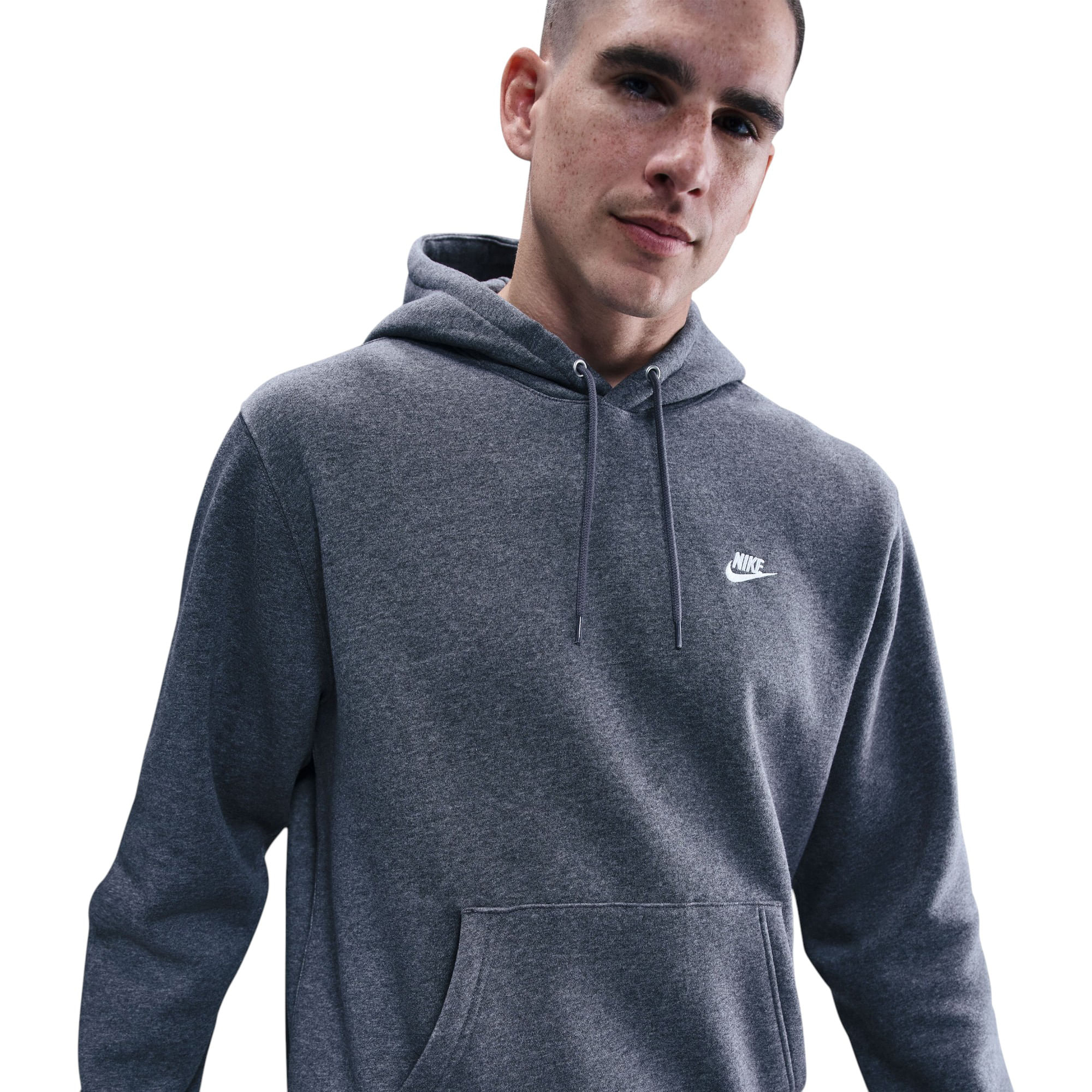 Nike-Club-Pullover-Fleece-Hoodie---Men-s--Charcoal-Heathr---Iron-Grey---White