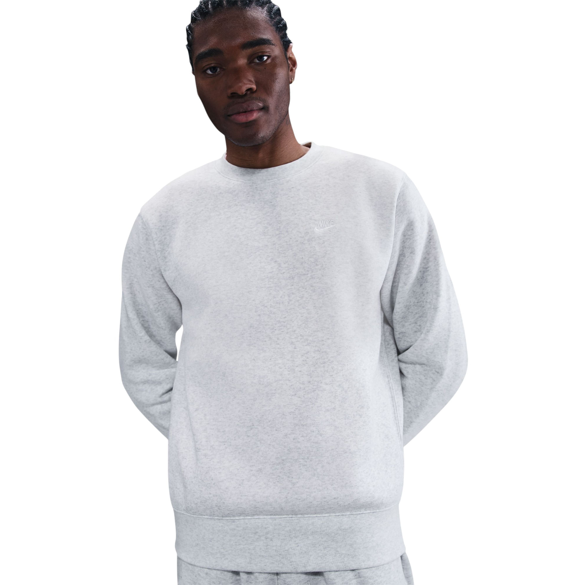 Nike-Club-Fleece-Crew---Men-s--Birch-Heather---White
