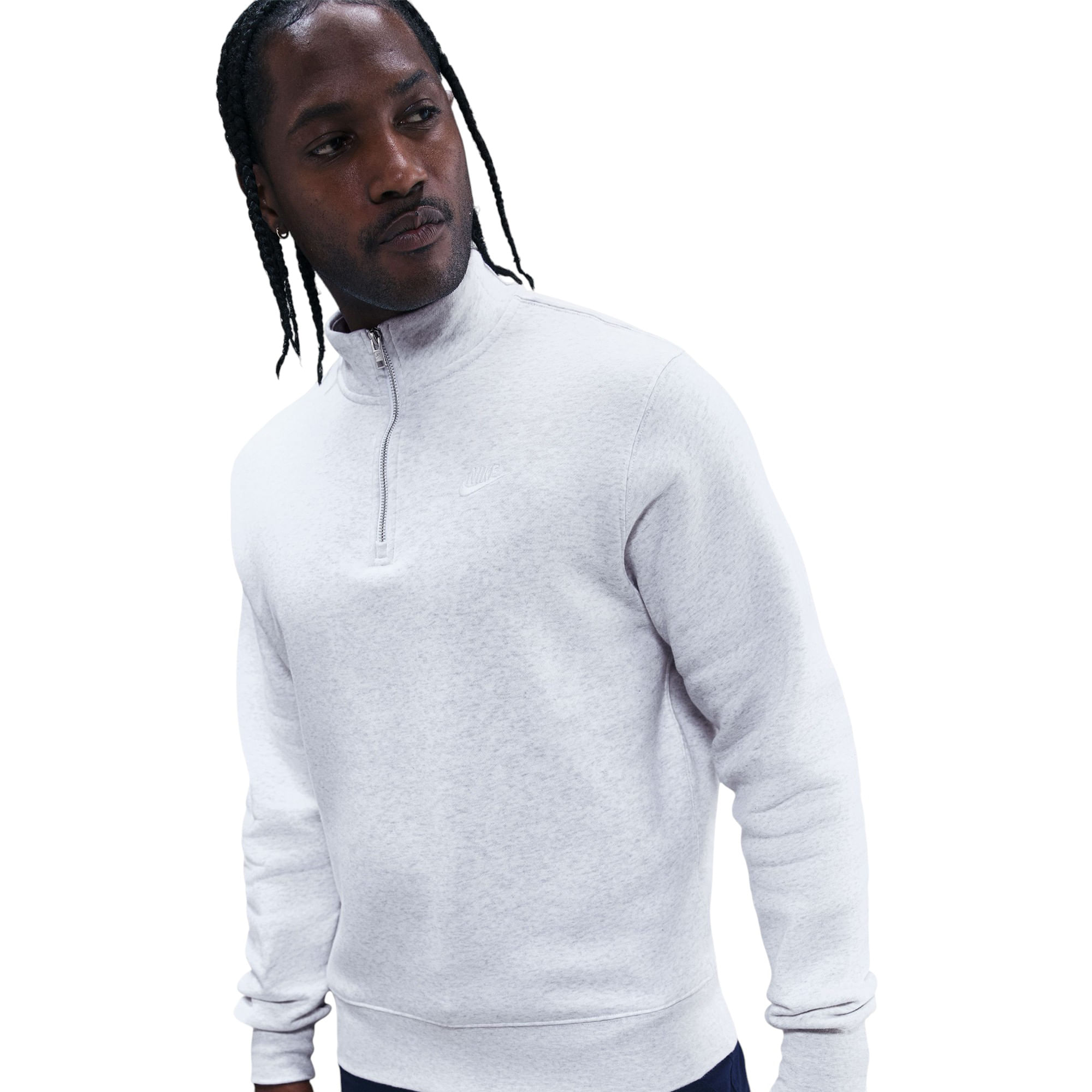 Nike-Club-Basketball-Half-Zip-Top---Men-s-Birch-Heather---White---White