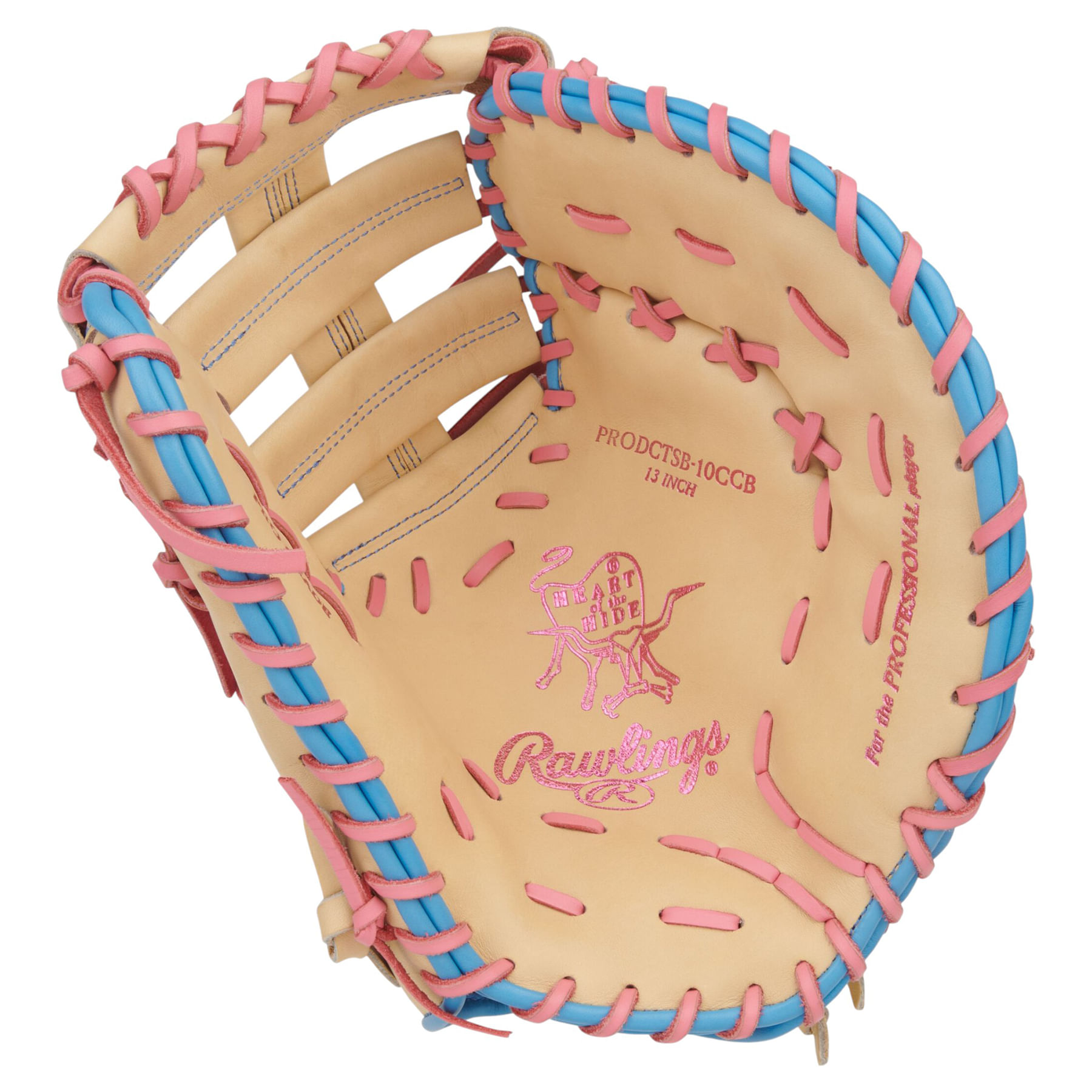 Rawlings-Heart-of-The-Hide-13--Softball-Fastpitch-First-Base-Mitt-Camel---Pink---Columbia-Blue