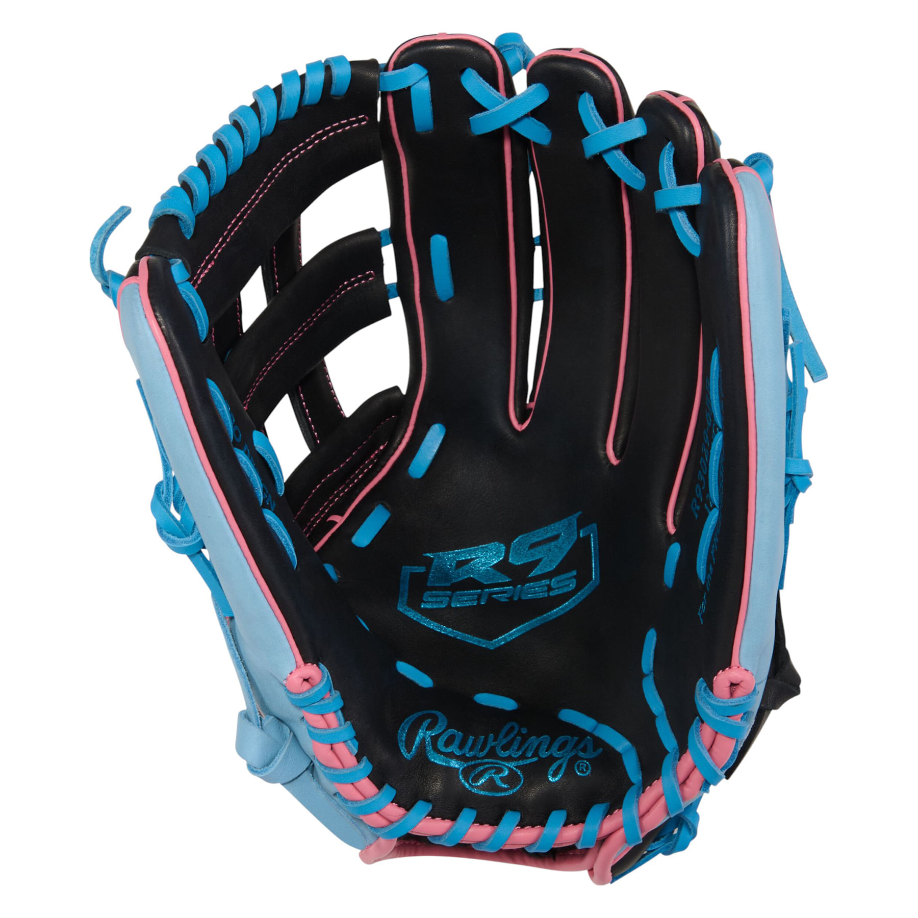 Rawlings-R9-Series-12.75--Outfield-Baseball-Glove-Black---Columbia-Blue---Pink