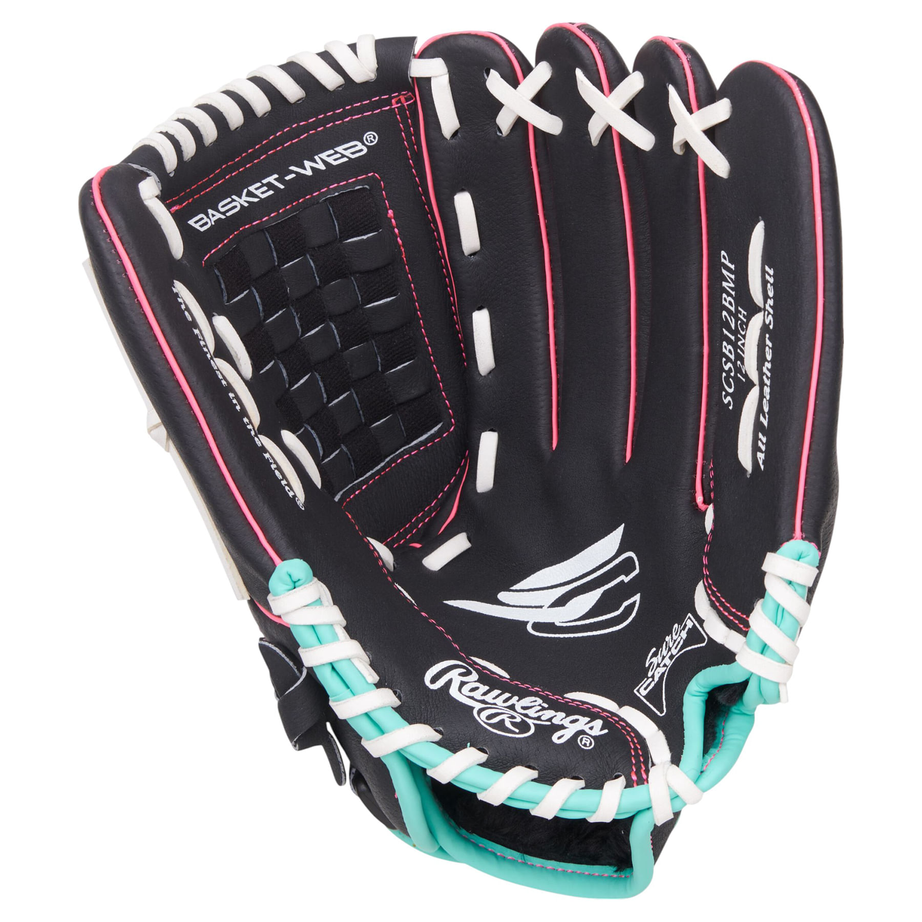Rawlings-Sure-Catch-12--Softball-Glove---Kids--Black---Mint---Pink