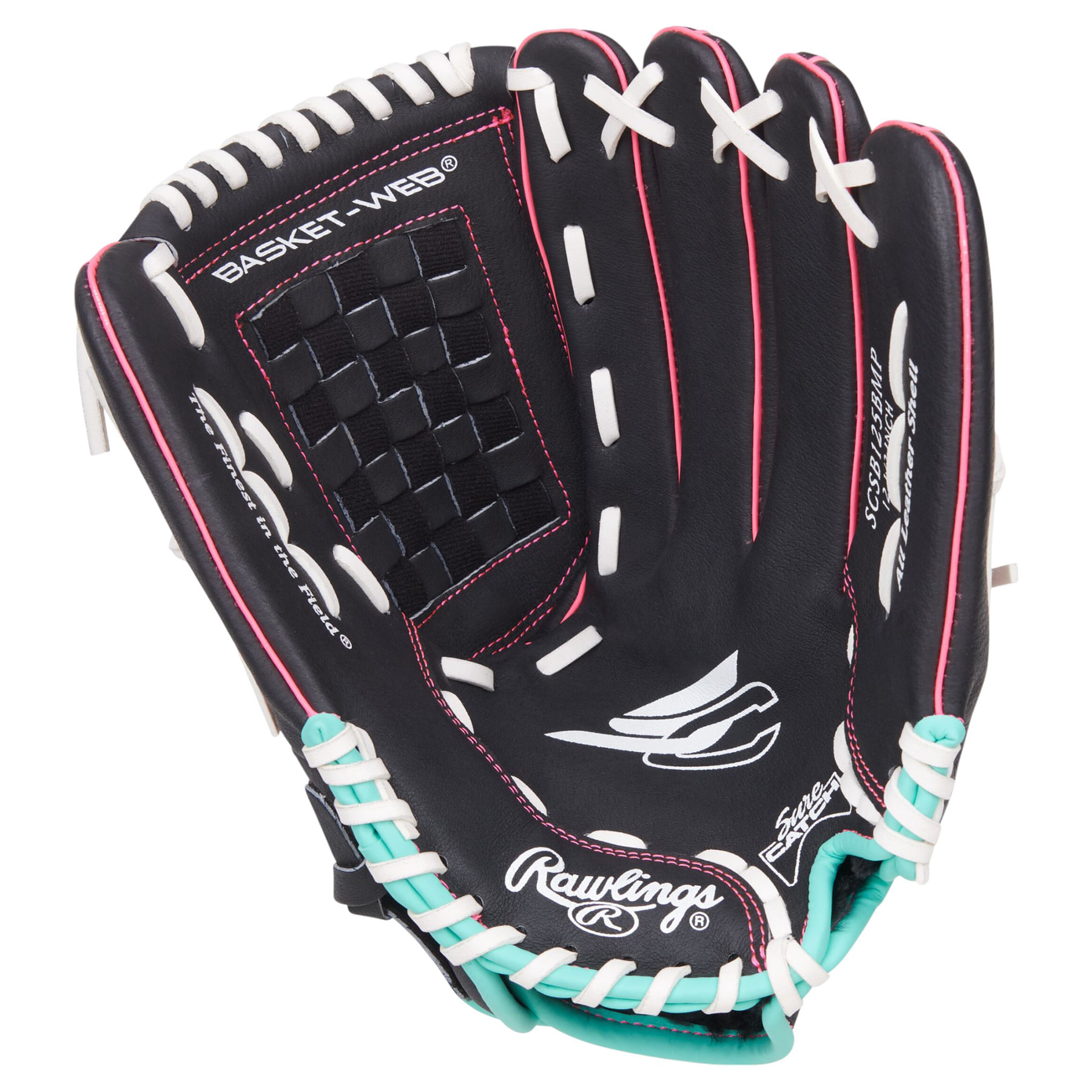 Rawlings-Sure-Catch-12.5--Softball-Glove---Kids--Black---Mint---Pink