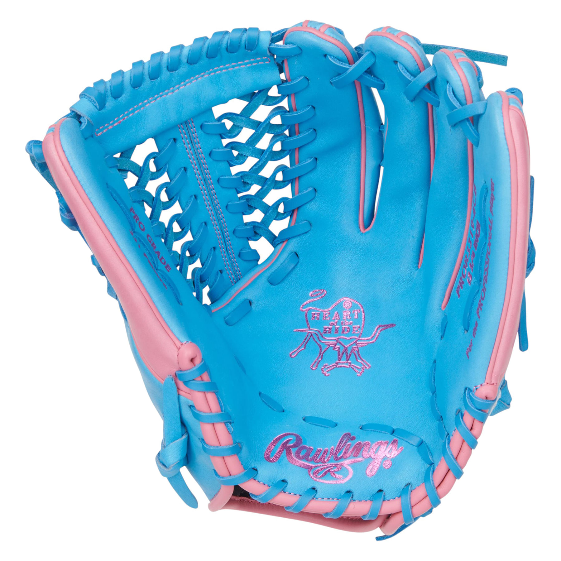 Rawlings-Heart-of-The-Hide-Modified-Trap-Eze-Web-12.75--Baseball-Glove-Columbia-Blue---Pink