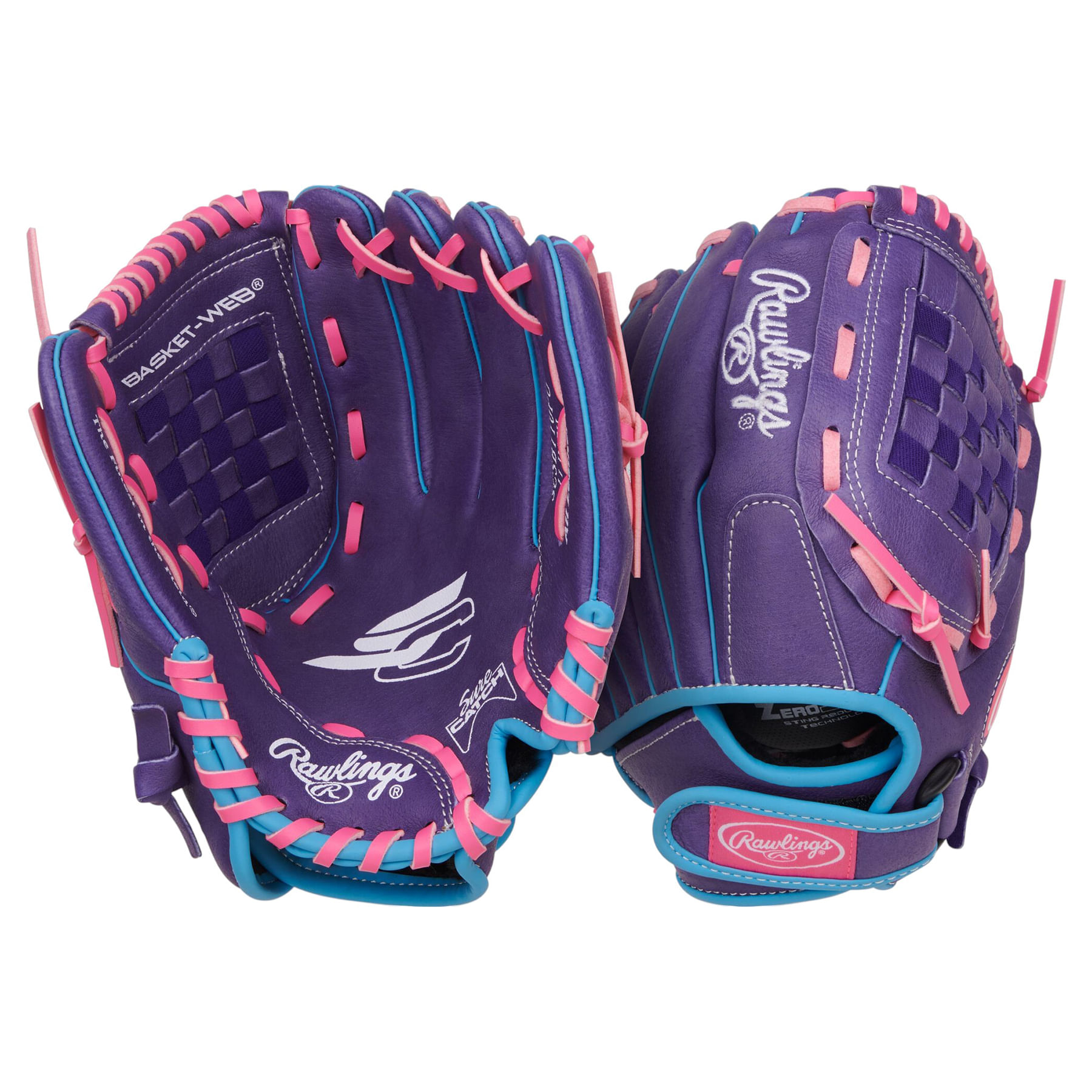 Rawlings-Sure-Catch-11--Softball-Glove---Kids--Purple---Columbia-Blue---Pink