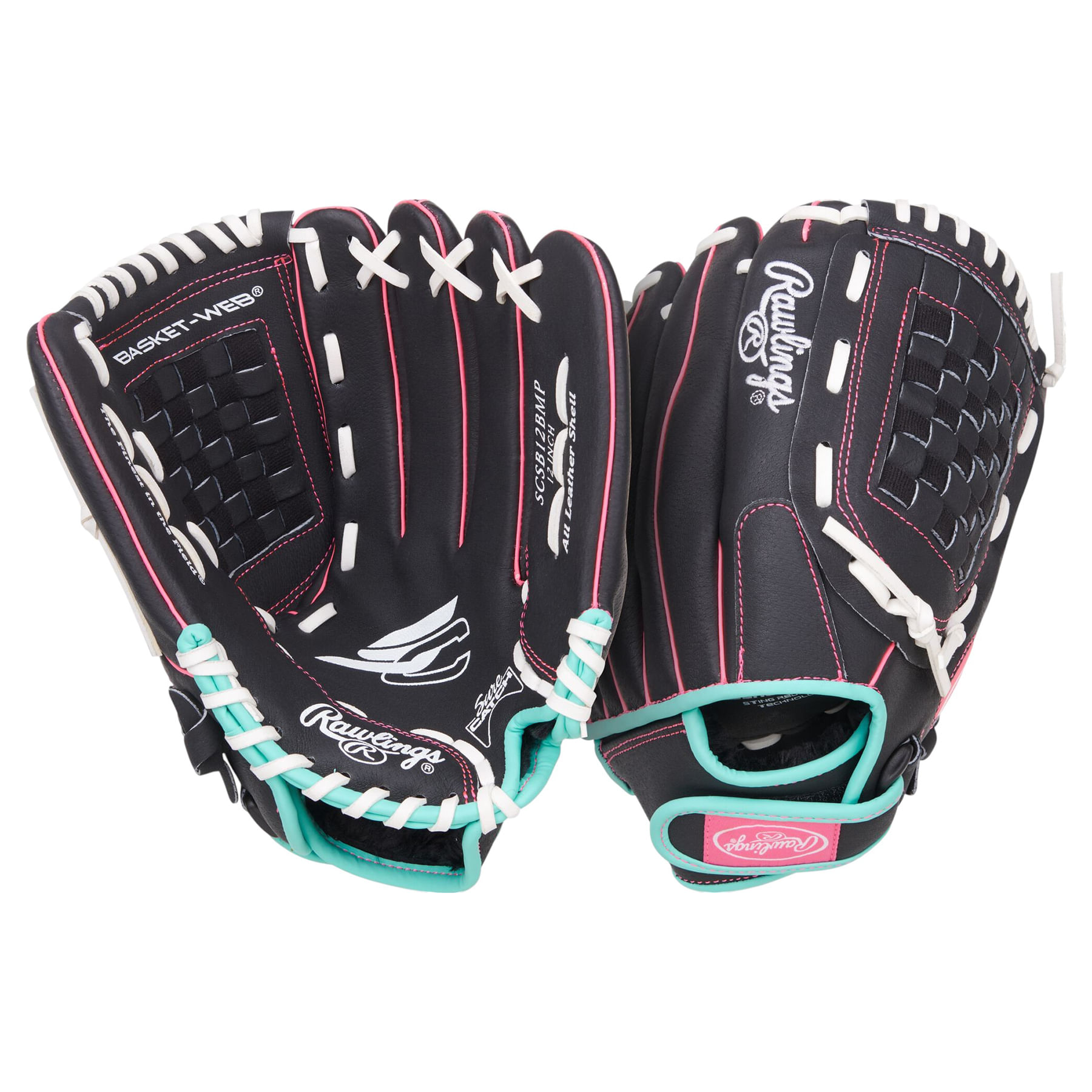 Rawlings-Sure-Catch-12--Softball-Glove---Kids--Black---Mint---Pink